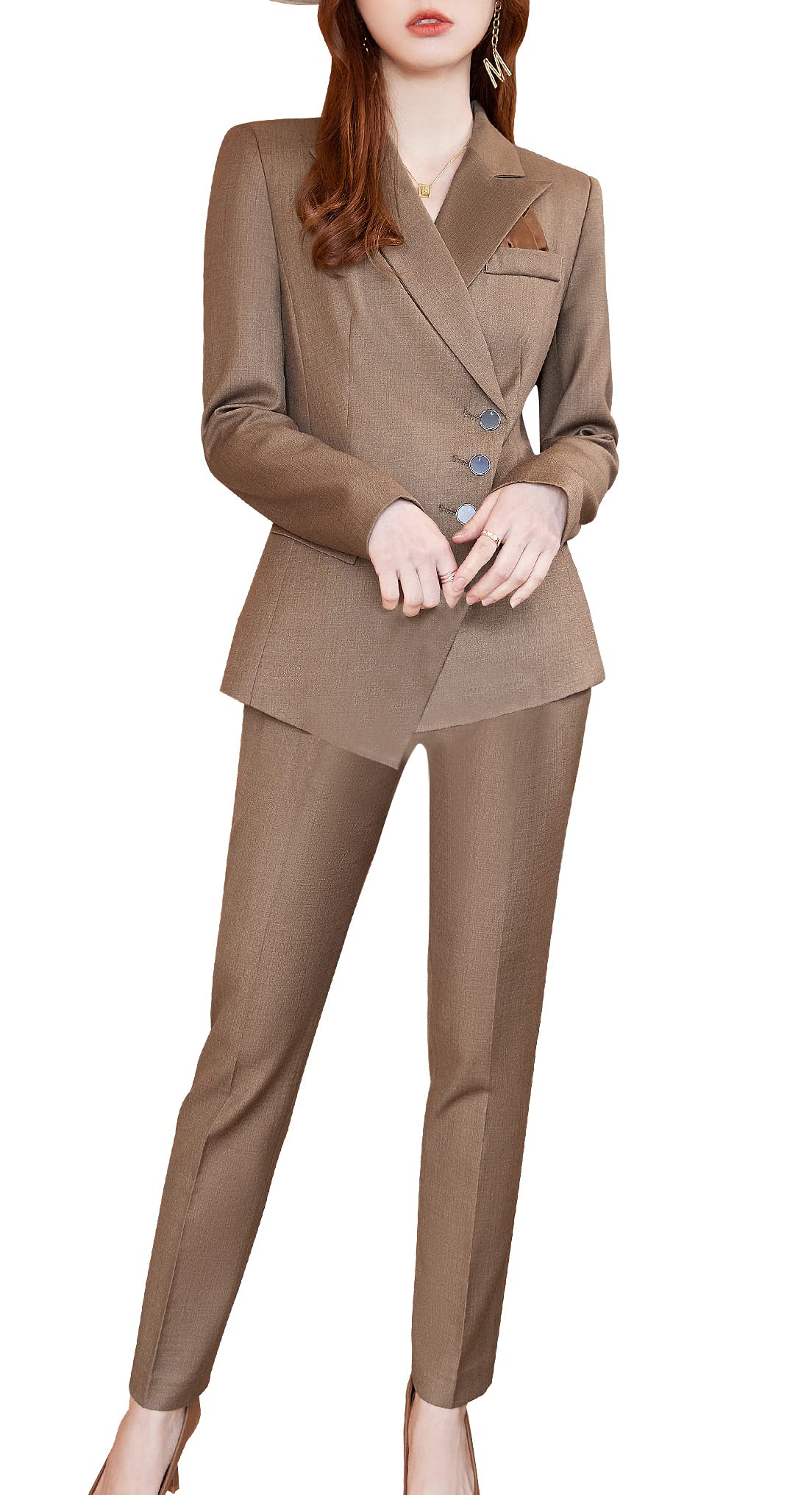 SUSIELADY Women's 2-Piece Blazer Suit Set - Solid Color Work Pants & Jacket for Business Office, Casual Wear | Professional Outfit for Women, Job Interviews & Corporate Events