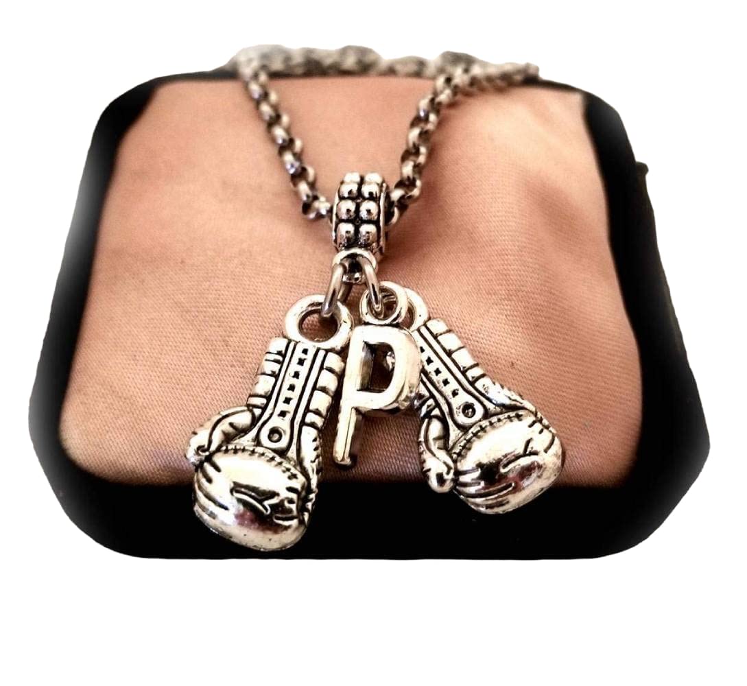 Personalized Boxing Gloves Charm Necklace & Keychain Set - Custom Initial Pendant for Men & Women - Perfect for Boxing Fans, Sports Gifts, and Fitness Enthusiasts