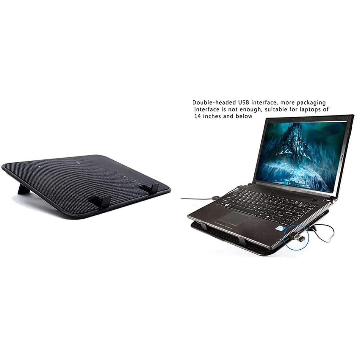 14 Inch Laptop Cooling Pad with Dual USB Fans - Slim Metal Stand for Notebooks | High Speed & Silent Cooling | Perfect for Gaming, Office & Home Use (Black)