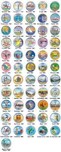 Colorized US Statehood Quarters Complete 56-Coin Set with Protective Capsules - Legal Tender Collectible by Merrick Mint | Perfect for Coin Collectors, Gift Giving & American History Enthusiasts
