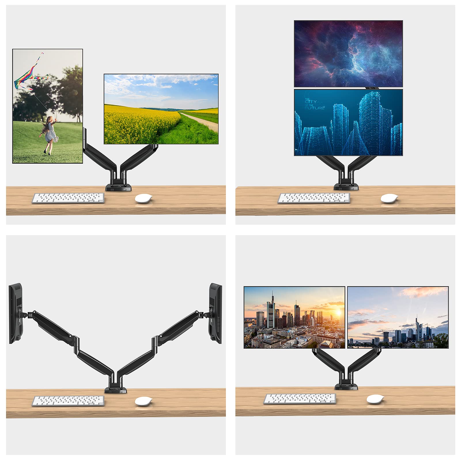 MOUNTUP Heavy Duty Dual Monitor Stand - Die-Cast Aluminum Monitor Arm for Ultrawide Screens | Ergonomic Desk Mount for Home Office & Gaming Setup