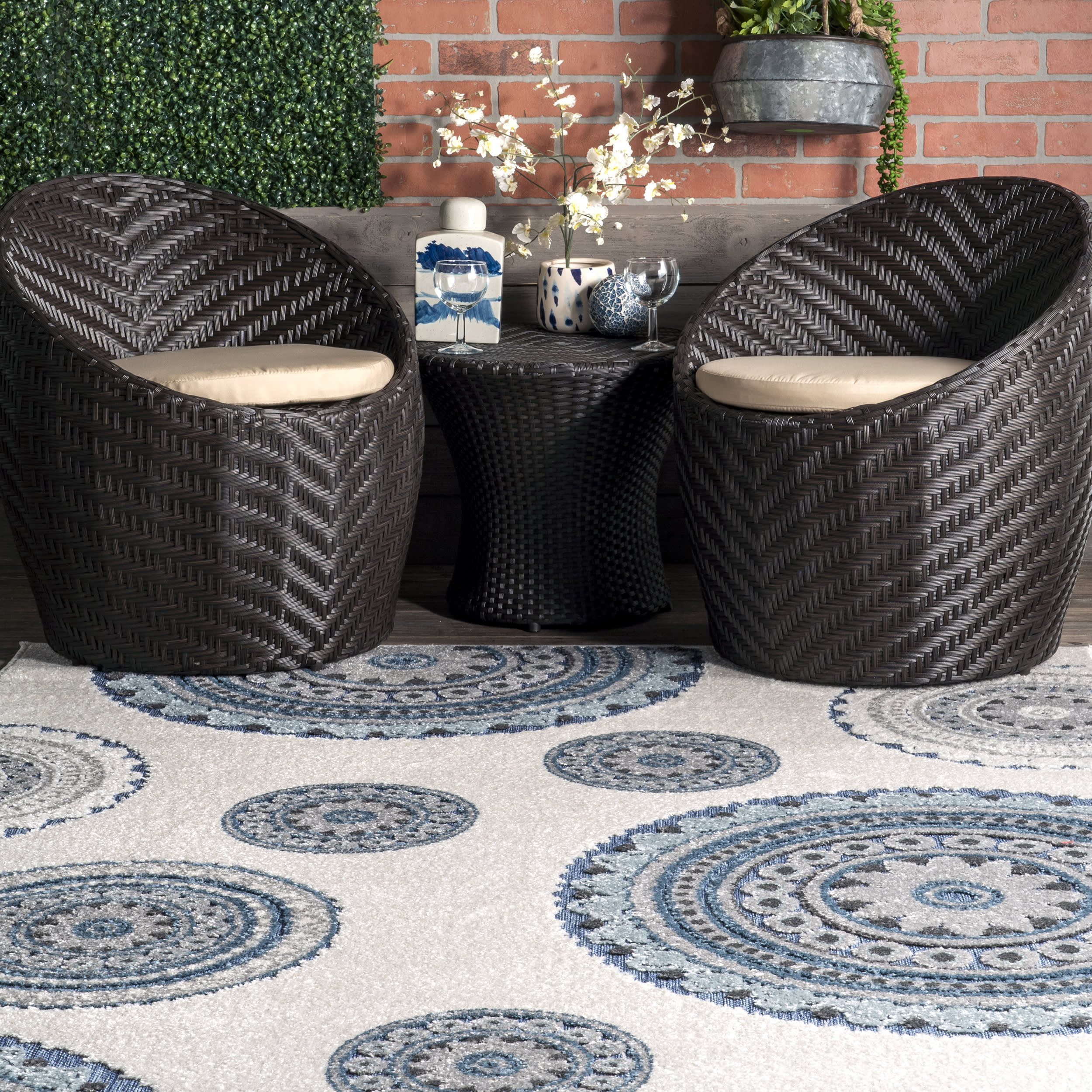 Handmade Blue Suzani Rug - Traditional Carved Design for Indoor & Outdoor Use - Perfect for Living Room, Patio, or Bedroom Decor
