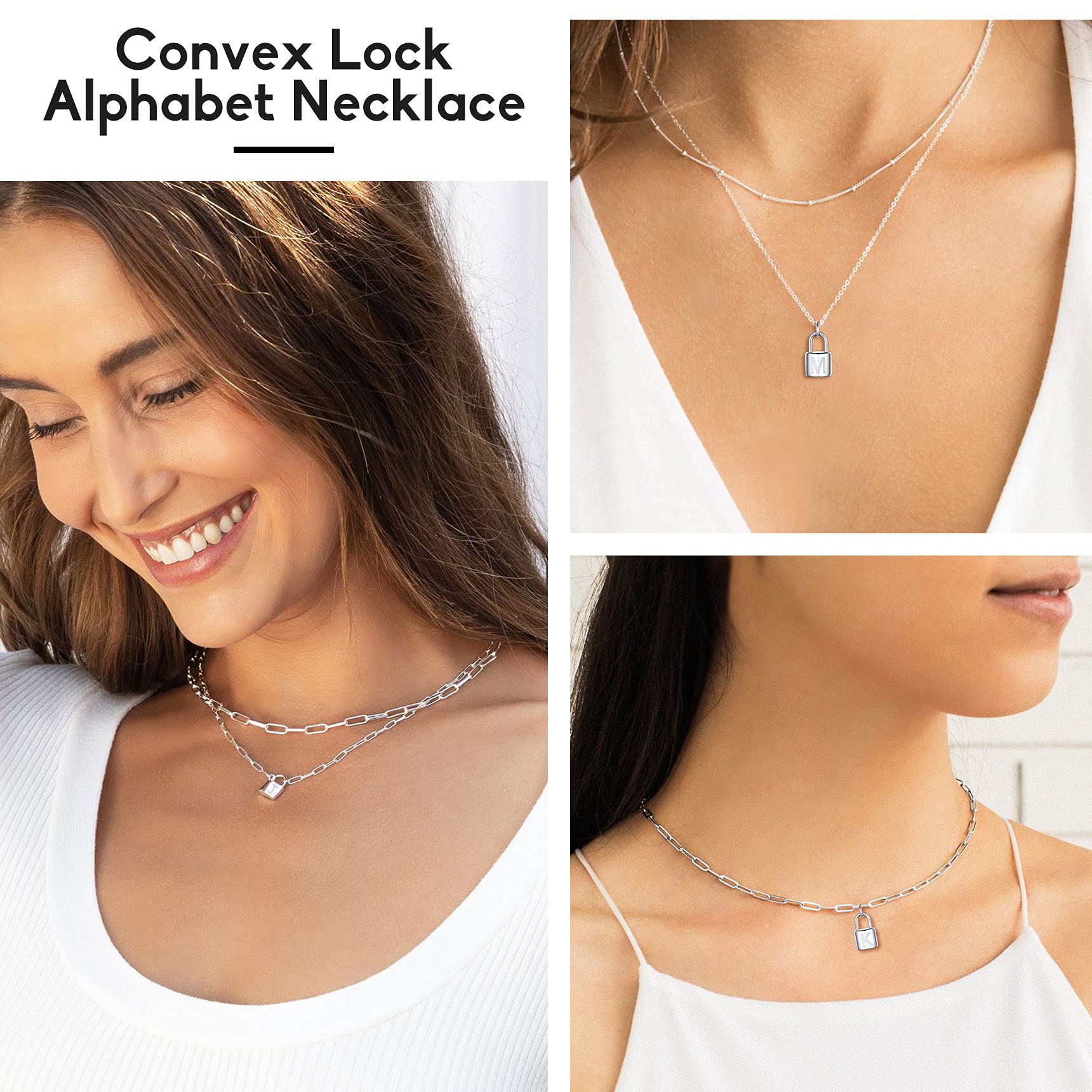 Dainty Initial Necklace for Women - Hypoallergenic Stainless Steel & Gold Paperclip Chain with Padlock Pendant - Minimalist Layered Jewelry Gift for Her - Perfect for Everyday Wear, Date Nights, and Special Occasions