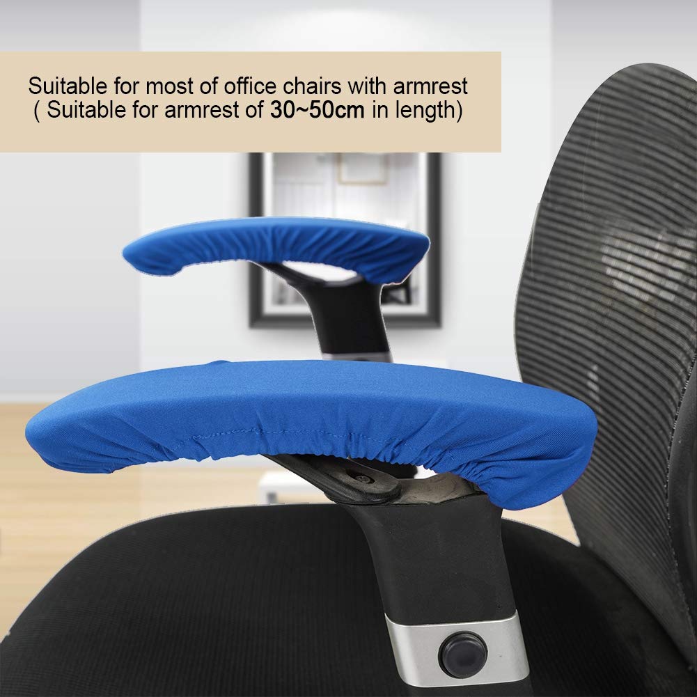 1 Pair Stretchable Office Chair Arm Covers - Soft Polyester Elastic Armrest Protectors for Desk & Computer Chairs (Blue) | Washable & Durable for Home Office & Workspace Comfort