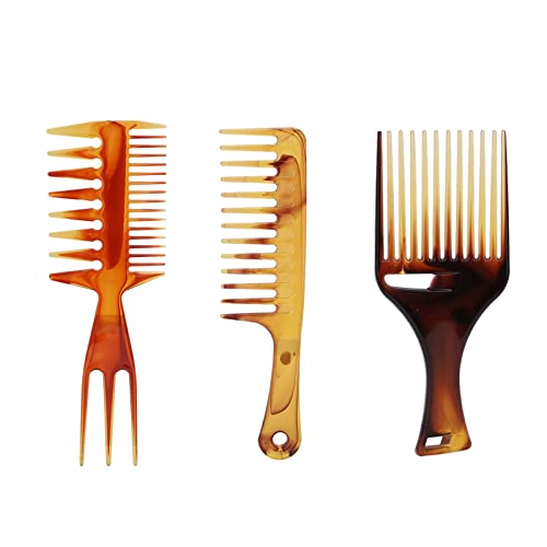 3 Pcs Hair Comb Set - Wide Tooth Detangling Comb & Styling Pick for Men & Women - Perfect for Home, Salon & Travel - Barber Shop Essentials for Smooth & Tangle-Free Hair