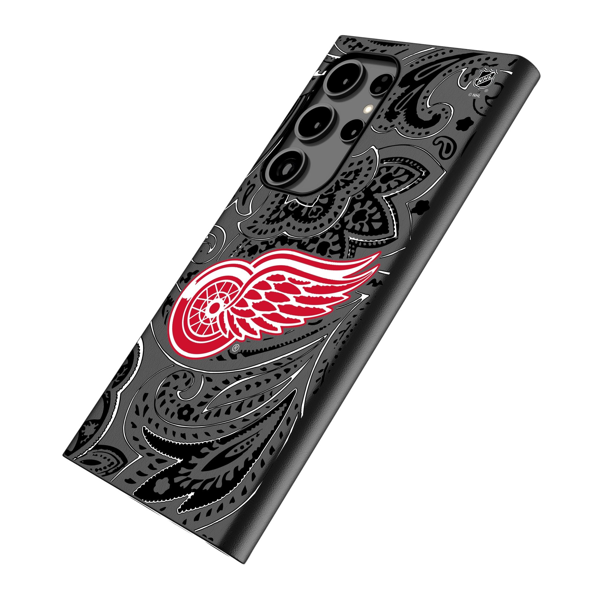Detroit Red Wings Paisley Pattern MagSafe Compatible Phone Case for Samsung Galaxy S23/S22/S21 - Durable Protective Cover for Hockey Fans & Sports Enthusiasts