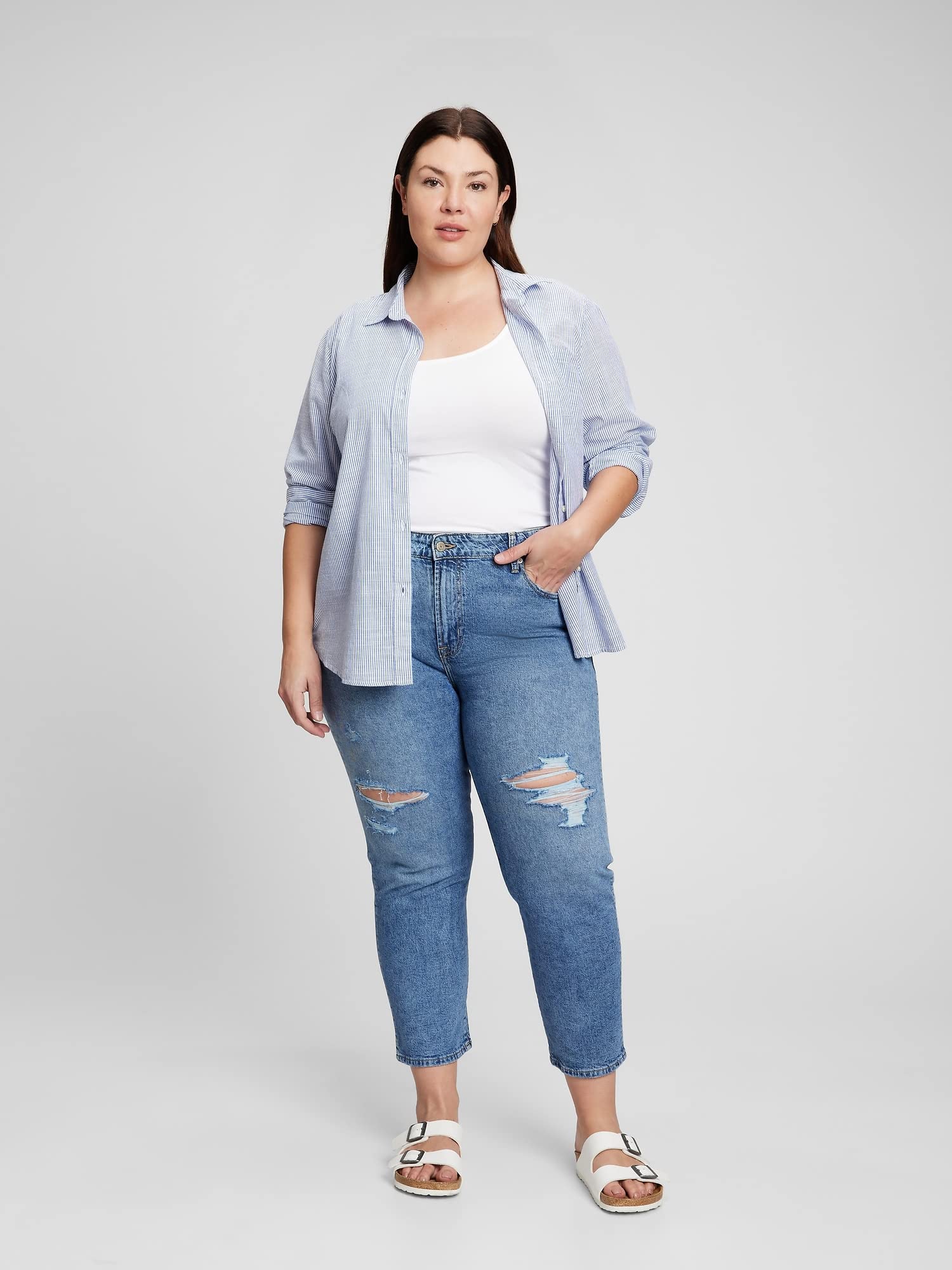 GAP Women's Slim Fit Boyfriend Denim Jeans - High Waisted Stretch Comfort for Casual Wear & Everyday Outfits