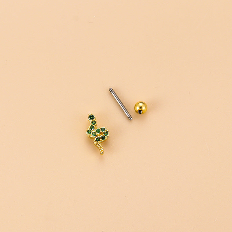 20G Cartilage Lizard Studs Snake Earrings Frog Piercings - Stainless Steel Body Jewelry for Tragus, Helix, Conch Piercings | Perfect for Punk, Gothic, Alternative Fashion Styles