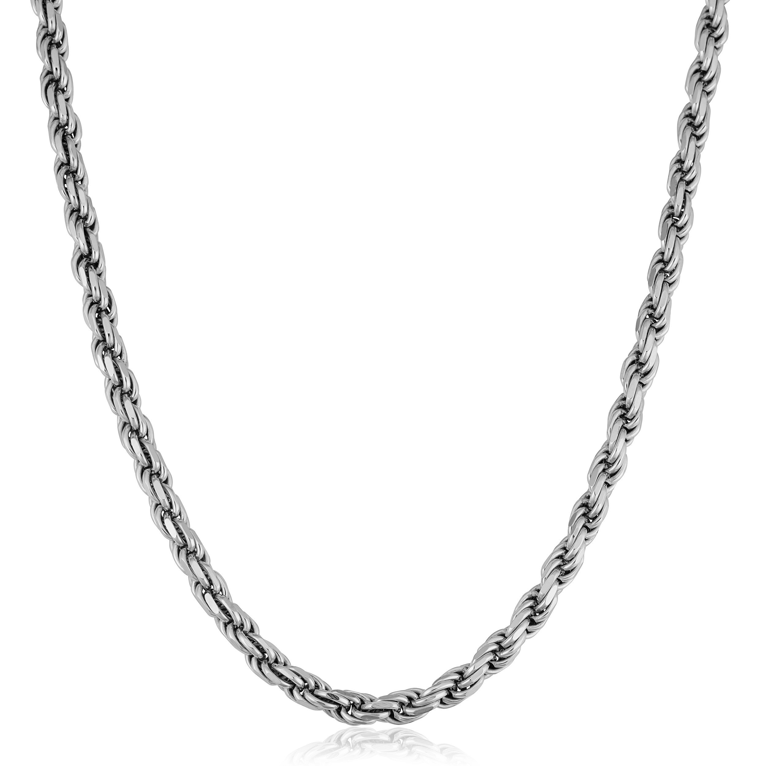 Kooljewelry Men's 5.5mm Bold Rope Chain Necklace in Sterling Silver - Perfect for Gifts, Casual Wear & Special Occasions