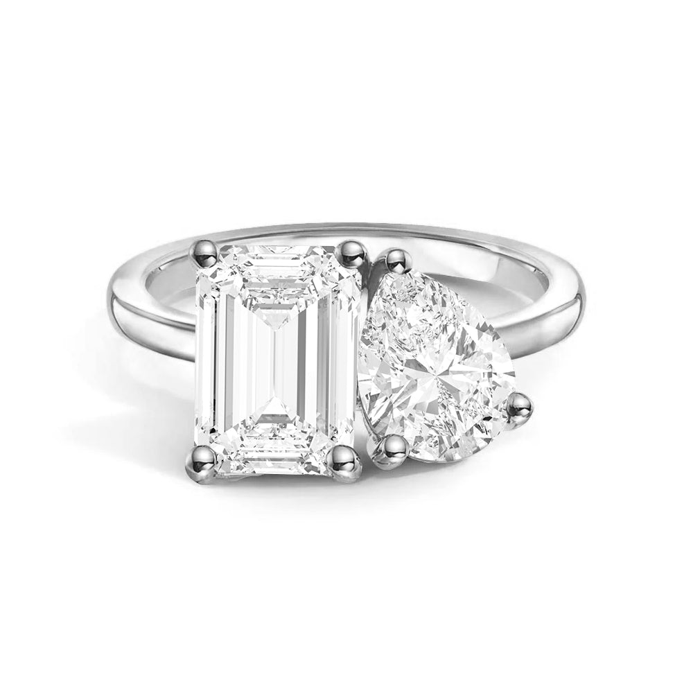 Personalized Toi et Moi Moissanite Birthstone Ring - Custom Anniversary Gift for Couples, Engagements & Romantic Occasions