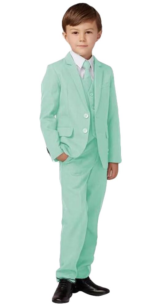 3-Piece Boys Suits for Wedding - Peak Lapel Jacket, Vest & Pants - Boys Formal Tuxedo Set - Perfect for Weddings, Parties & Special Occasions