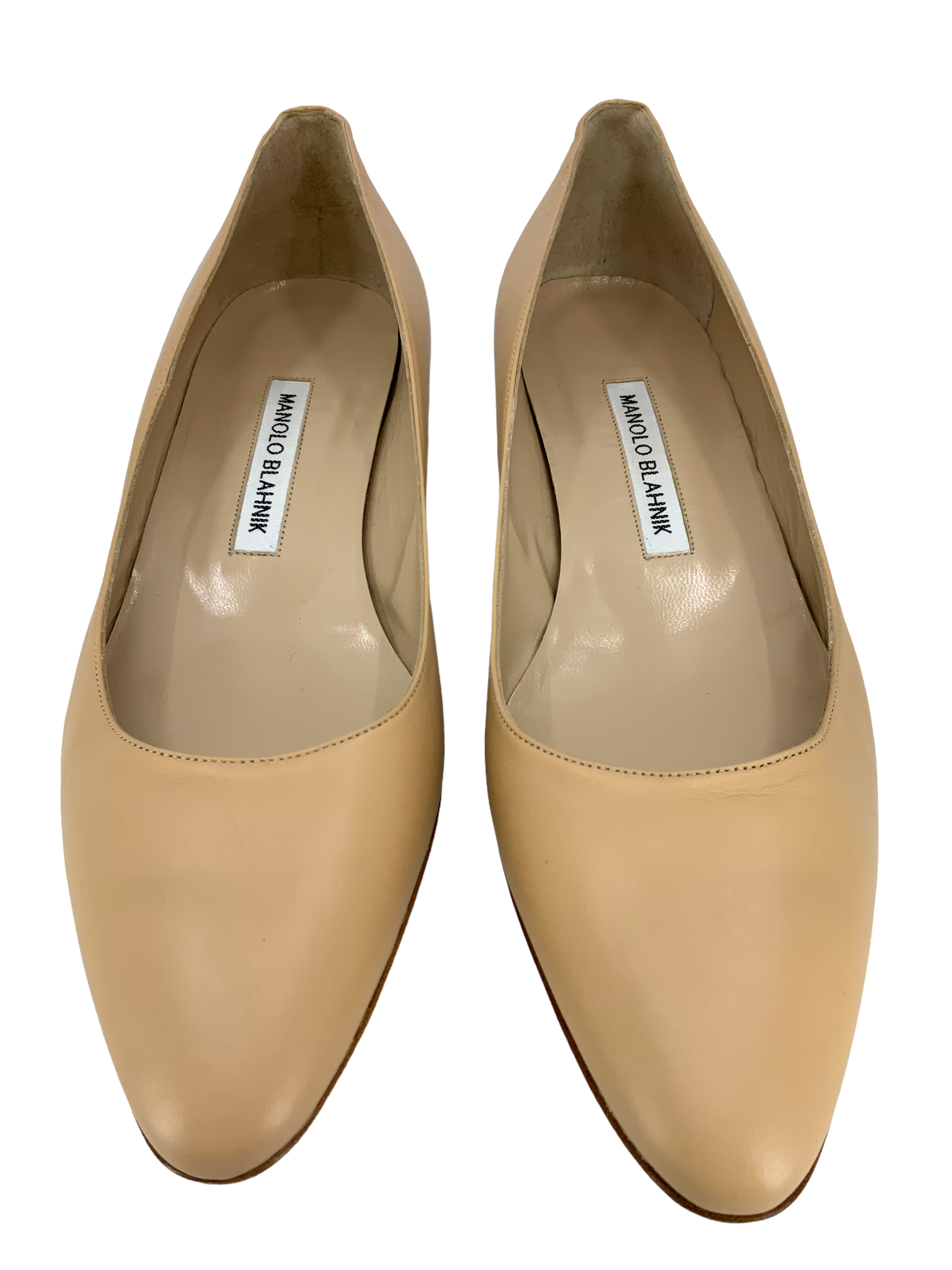 Manolo Blahnik Listony Leather Low Heel Pumps Women's Size 8.5 US - Comfortable Office Shoes for Professional Women & Evening Events