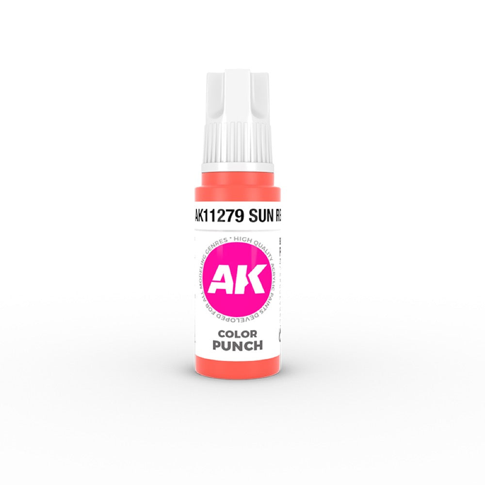 AK Interactive AK11279 Ultra Pigmented Sun Red Color Punch Paint - 17ml (3rd Gen) for Miniature Models, Warhammer, Scale Models & DIY Crafts