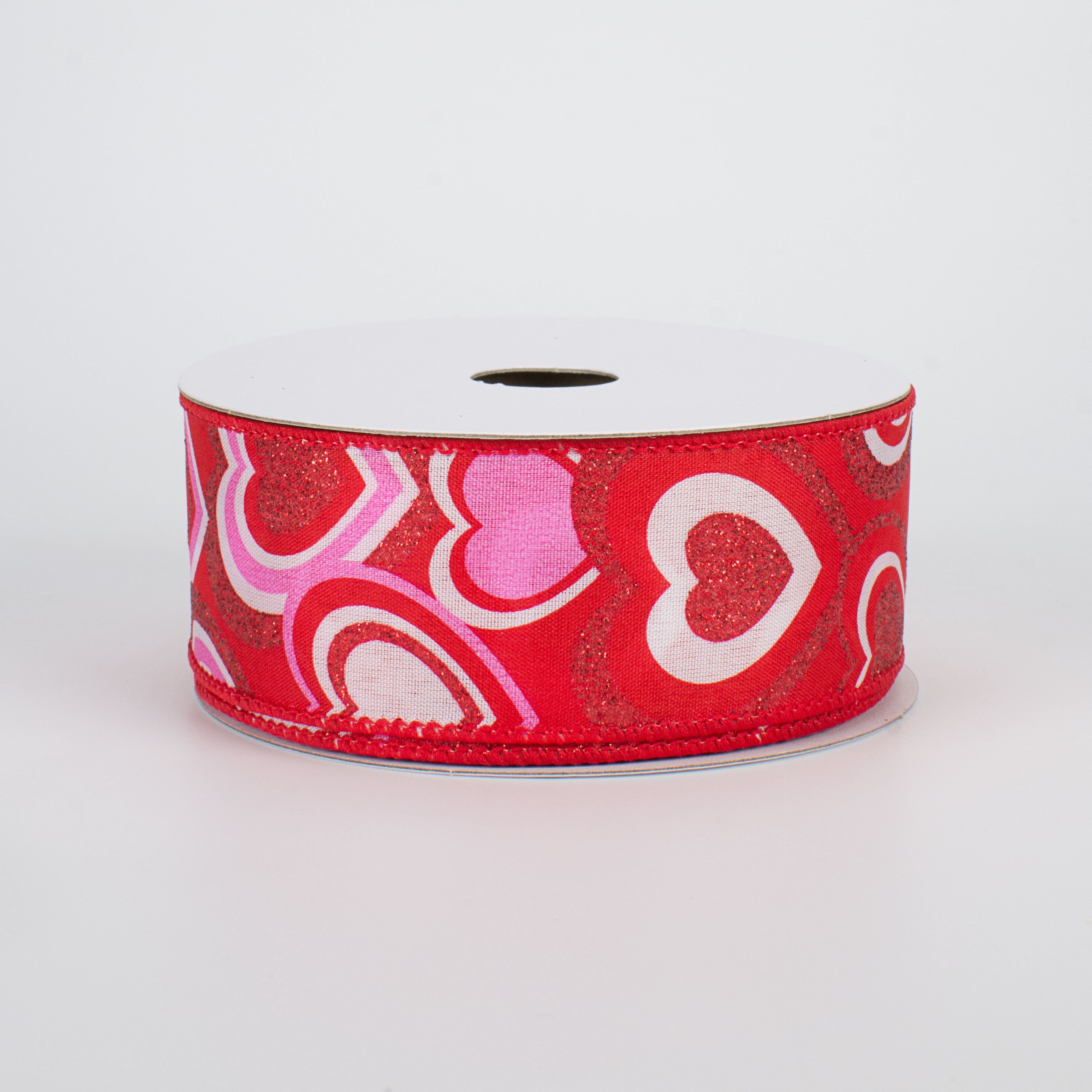 1.5 Inch Pink, Red, White Heart Ribbon (10 Yards) - Perfect for Gift Wrapping, DIY Crafts, Wedding Decorations and Party Favors