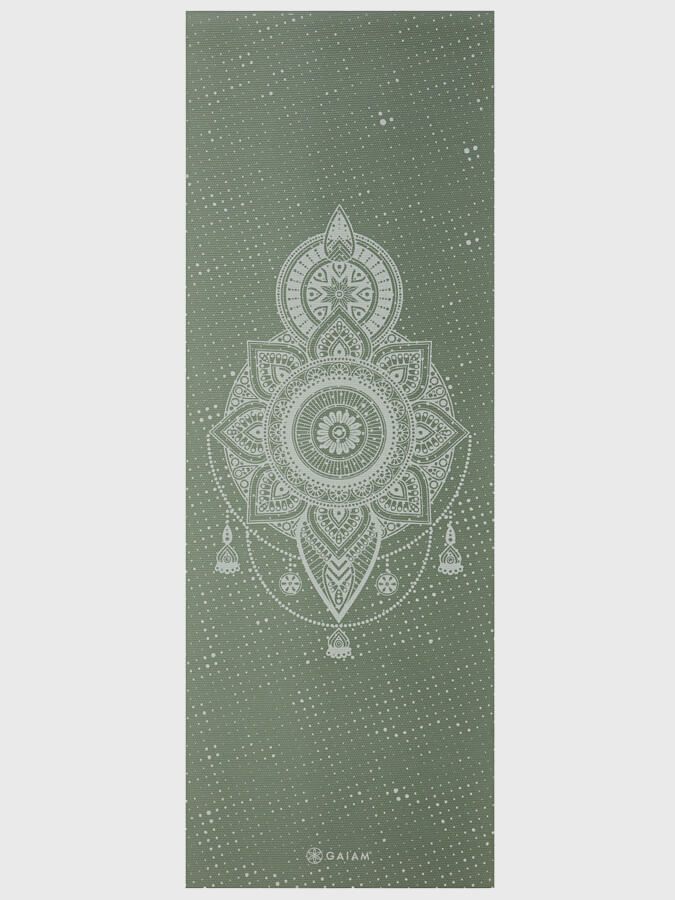 Gaiam Celestial Green Yoga Mat 5mm Non-Slip Eco-Friendly Exercise Mat for Yoga, Pilates & Home Workouts - Perfect for Studio, Gym & Indoor Fitness