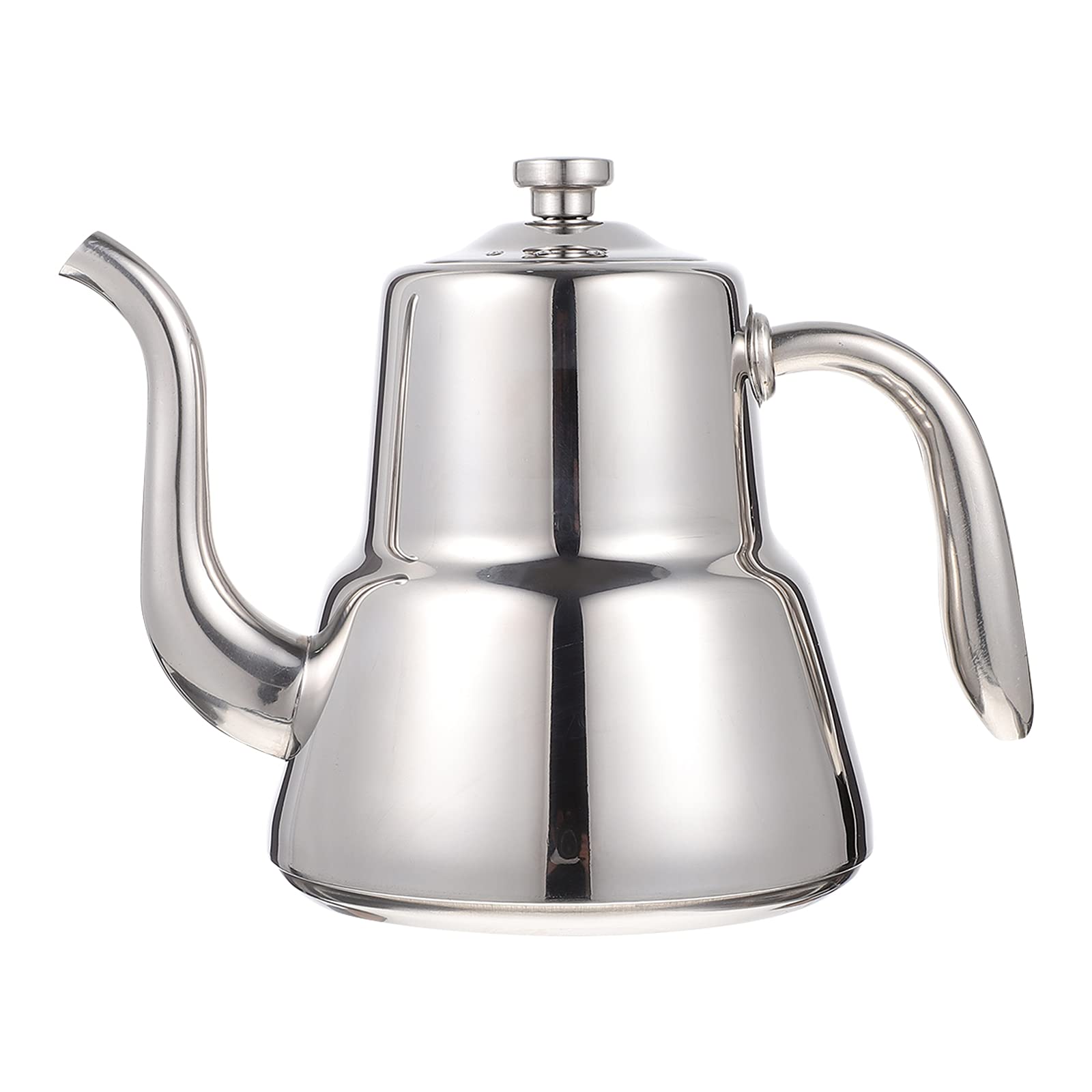 Angoily Stainless Steel Coffee & Tea Kettle with Drainer - 1.5L Heat-Resistant Teapot for Stove Top - Perfect for Home, Office & Camping Use