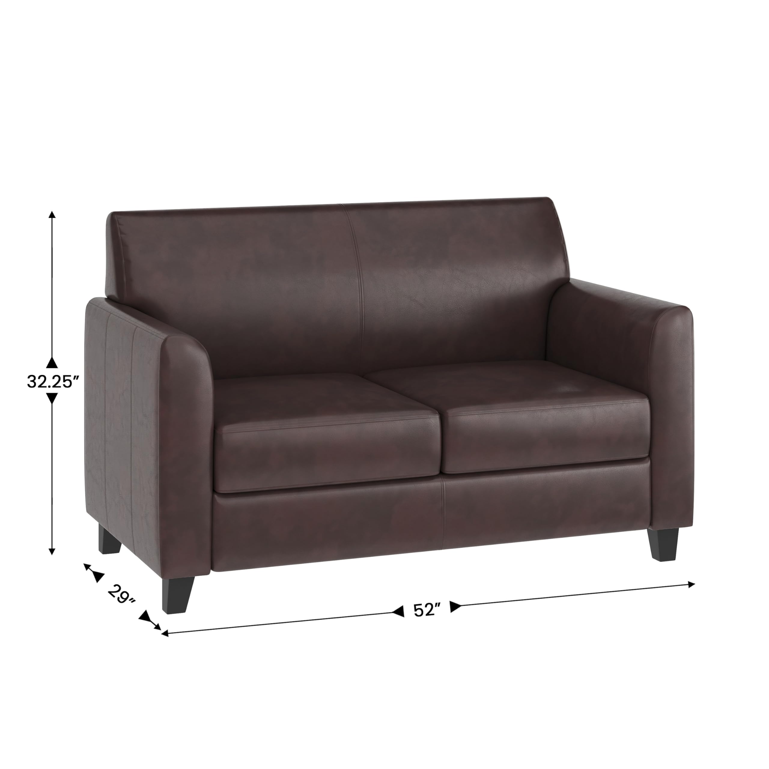 Flash Furniture HERCULES Diplomat Series Brown LeatherSoft Reception Set - 3-Piece Office Lobby Sofa & Chair Set for Professional Waiting Areas & Corporate Reception Rooms