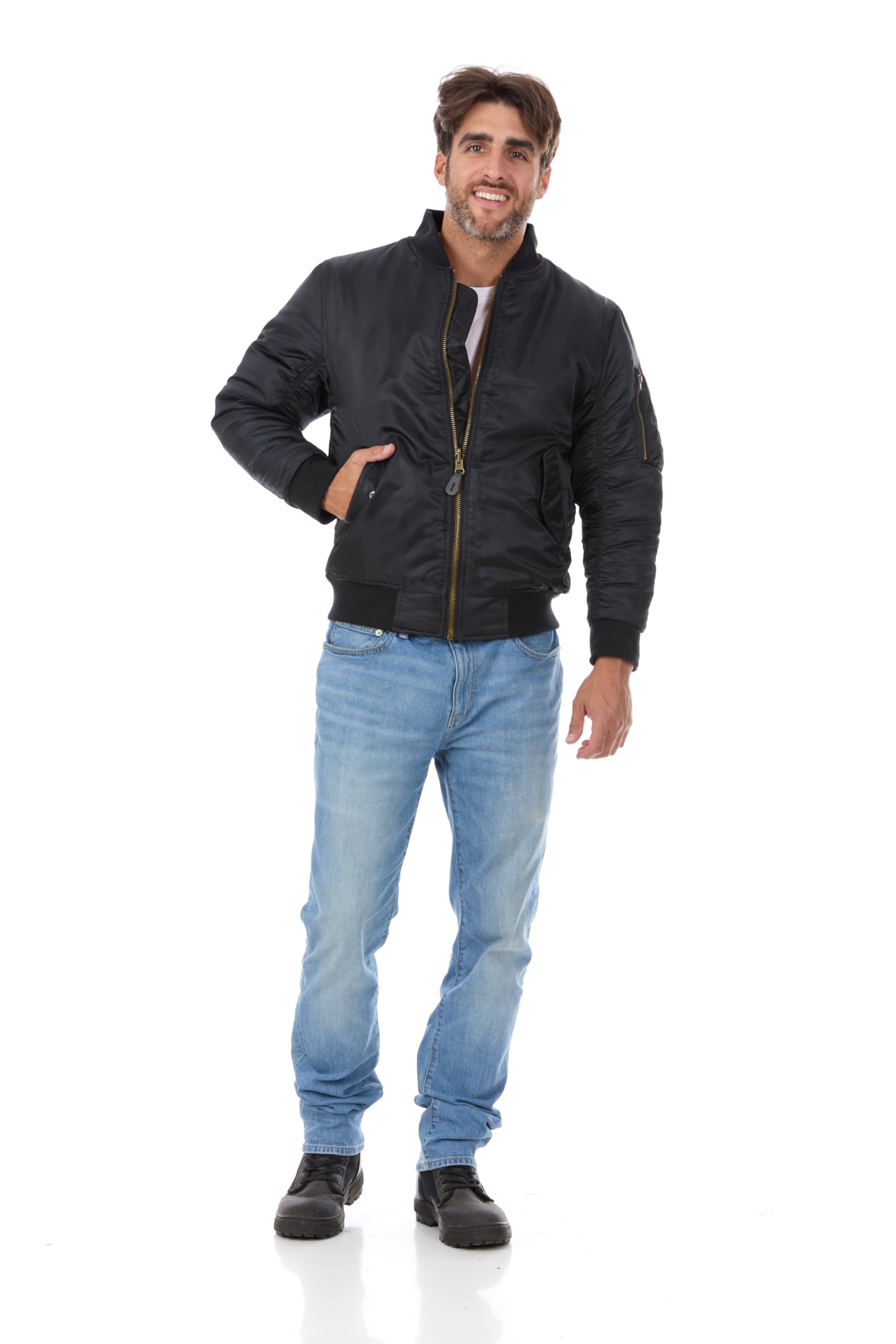Men's Lightweight MA-1 Bomber Jacket - Military Flight Jacket for Pilots & Casual Wear | Water-Resistant Aviator Jacket for Outdoor & Urban Fashion