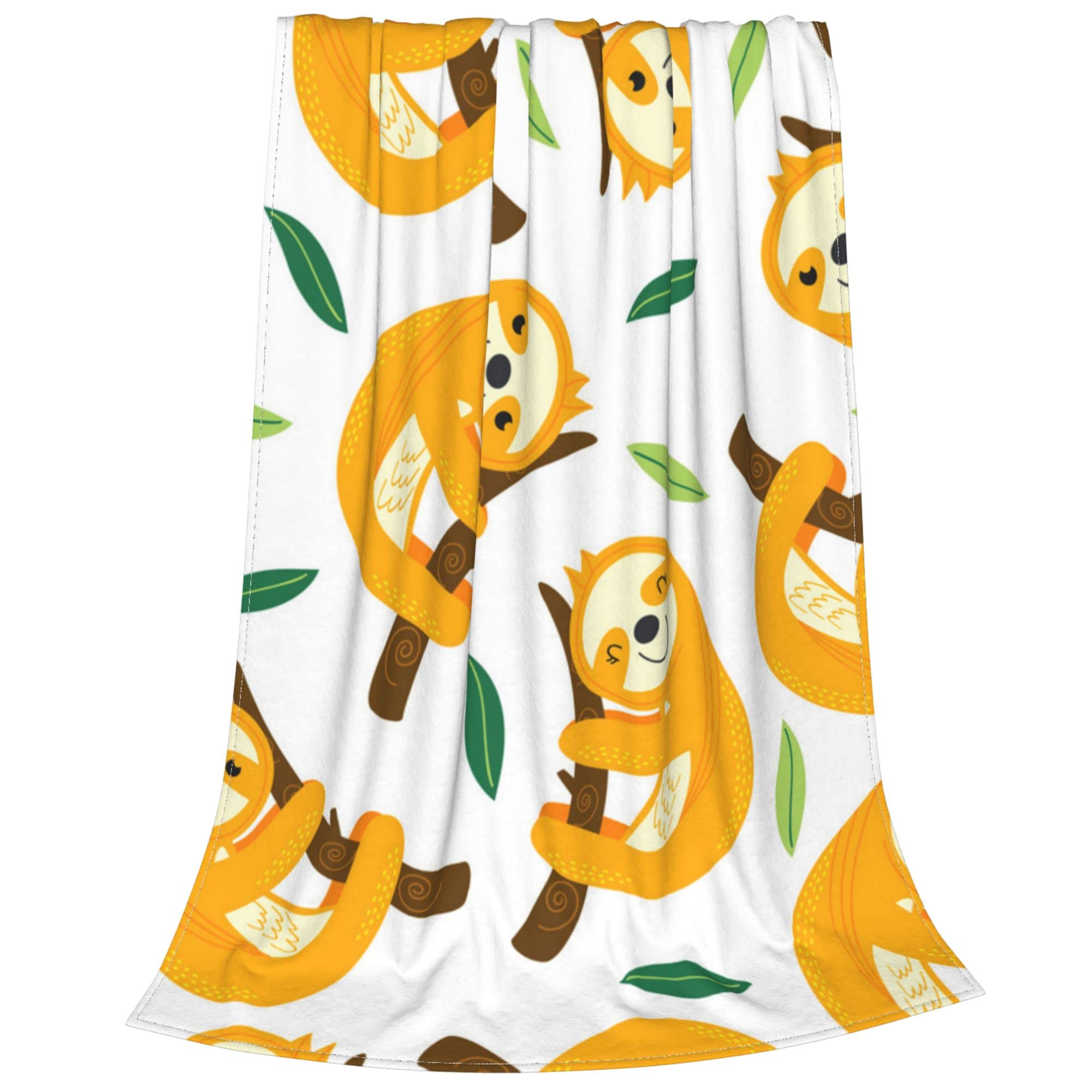 Soft Flannel Fleece Blanket Queen/King Size - Cute Sloth Design Plush Throw Blanket for Couch, Sofa & Bed - All Season Cozy Blanket for Home, Office, Travel & Gifts