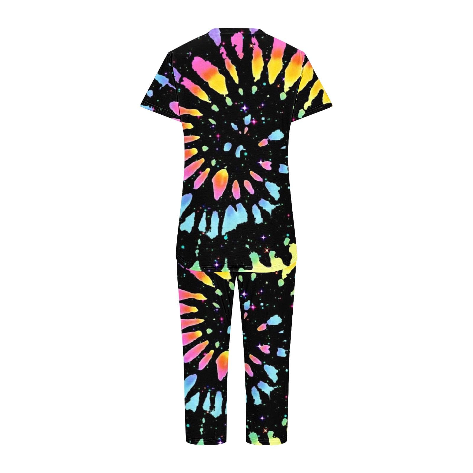 Retro Women's Capri Pajama Set with Pockets - Comfy Sleepwear & Lounge Outfit for Home Relaxation