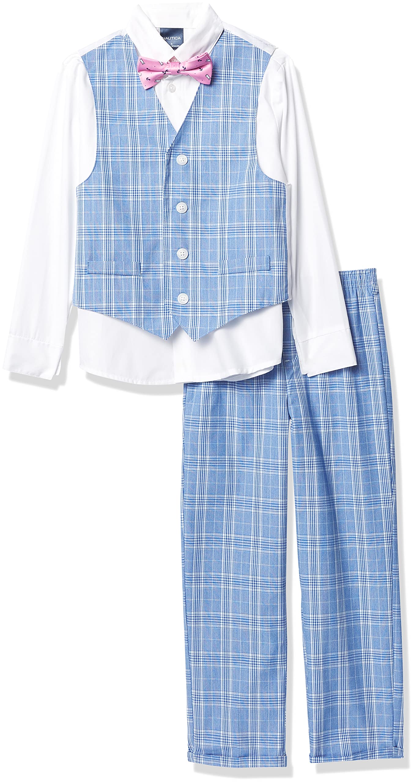 Nautica Boys' 4-Piece Formal Set - Dress Shirt, Bowtie, Vest & Pants for Weddings, Parties & Special Occasions