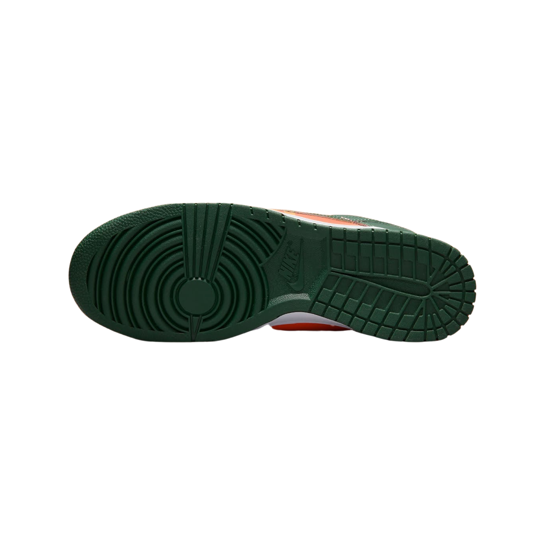 Nike Dunk Low Retro Miami Hurricanes Sneakers - Dark Green, Team Orange & White Colorway - Perfect for Basketball, Streetwear & Casual Outfits