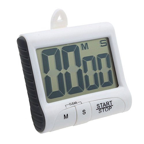 Wioihee Digital Kitchen Timer with Large Red LED Display - Magnetic Countdown Timer with Loud Alarm for Cooking, Baking, BBQ, Sports, Yoga - Battery Operated (White) - Perfect for Home Kitchen, Gym & Outdoor Activities