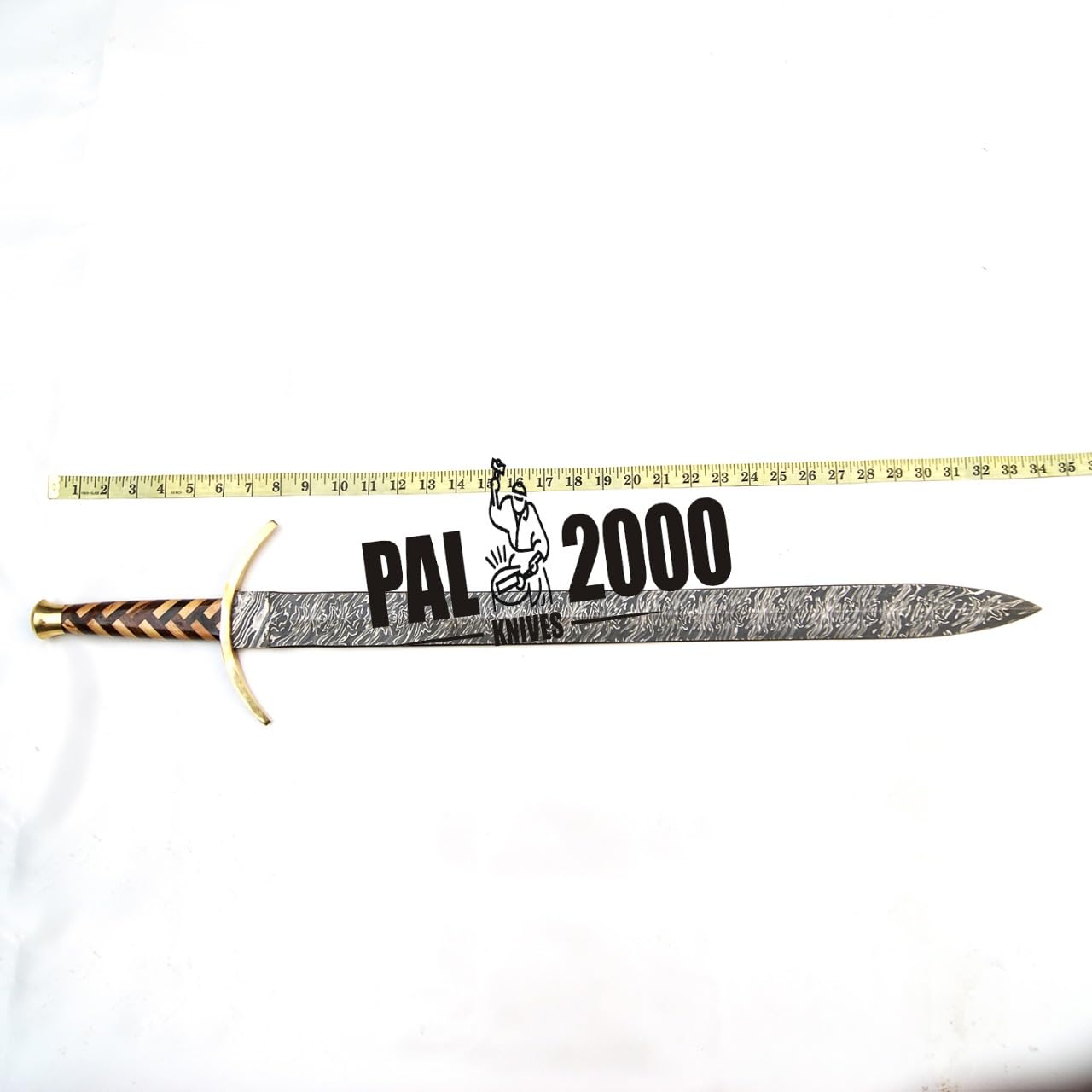 Handmade Damascus Steel 34 Inch Sword - PAL 2000 KNIVES SW-9579 with Perfect Grip - Ideal for Collectors, Martial Arts & Home Decor