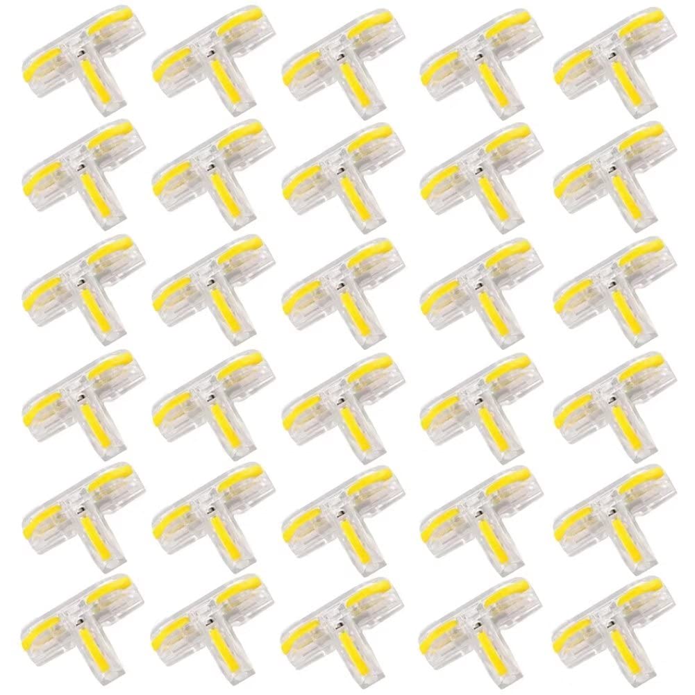 3-Way Lever Nut Connector - T-Type Push-in Terminal Block for AWG 28-12, 30-Piece Color-Coded Quick Splice Kit | Electrical Wiring, Automotive, Home DIY & Industrial Applications