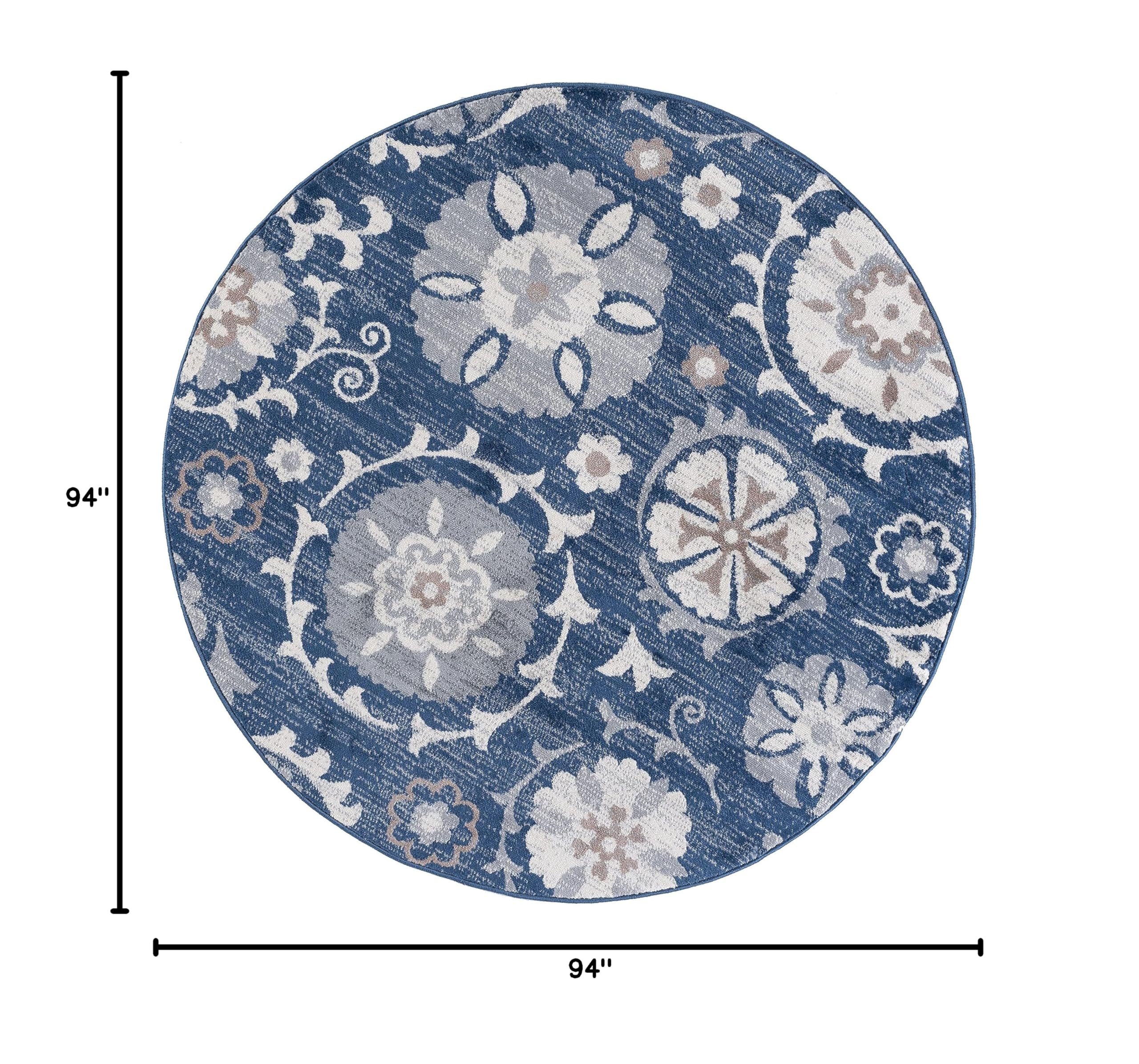 Navy Blue 8ft Round Modern Area Rug - Soft Indoor Carpet for Living Room, Dining Room, Bedroom, Kitchen & Entryway - Contemporary Home Decor - Perfect for Cozy Spaces & Modern Interiors