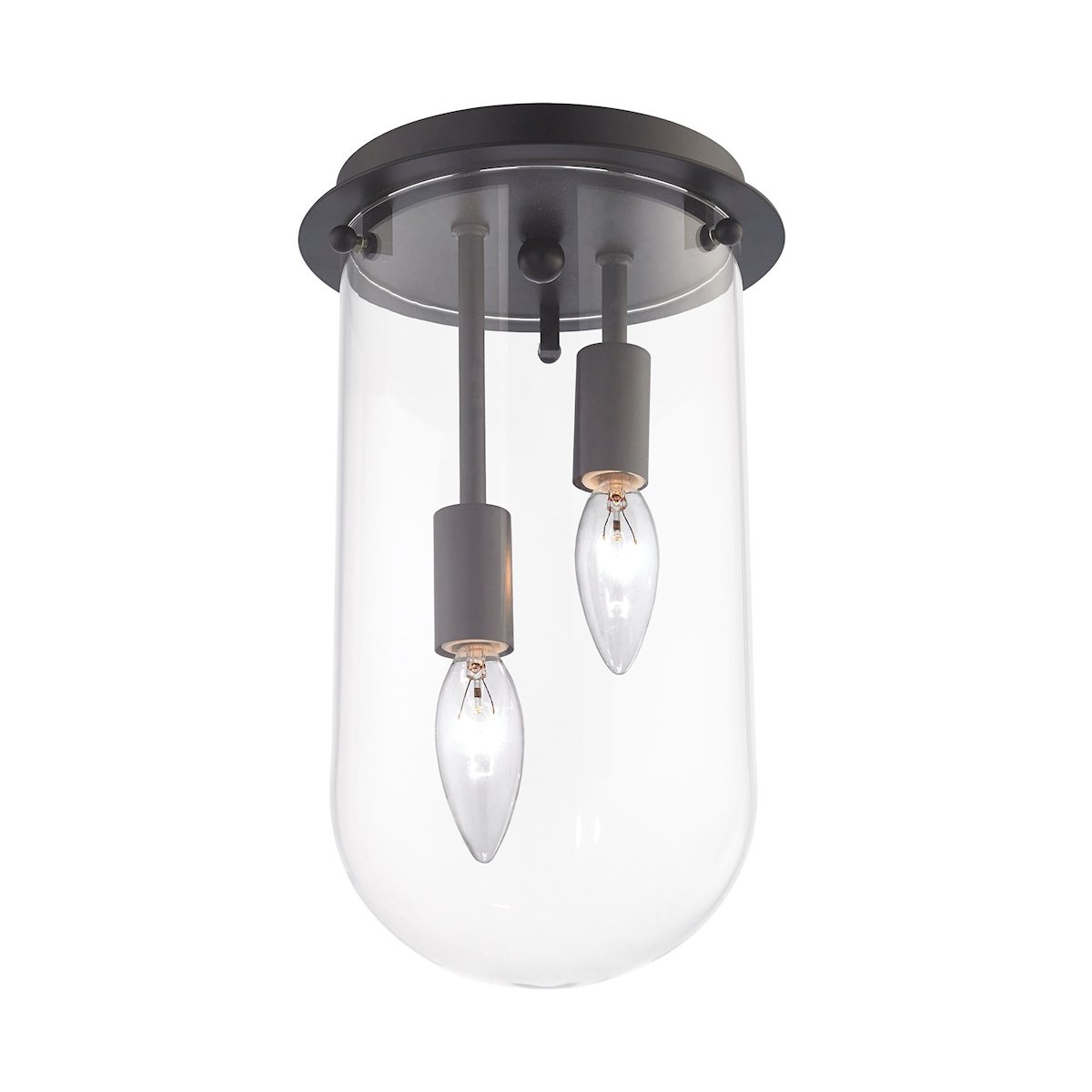 Lightway 2-Light Flush Mount Ceiling Light Fixture - Oil Rubbed Bronze Finish with Clear Glass Shades - Perfect for Bedroom, Hallway, or Entryway Lighting