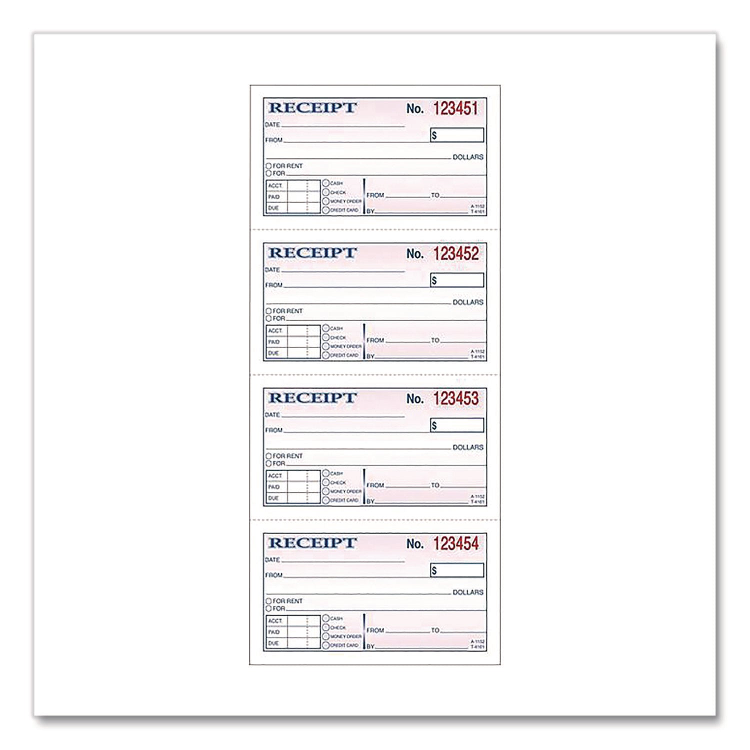Adams® Money & Rent Receipt Book - 2-Part Carbonless Duplicate, 4.75