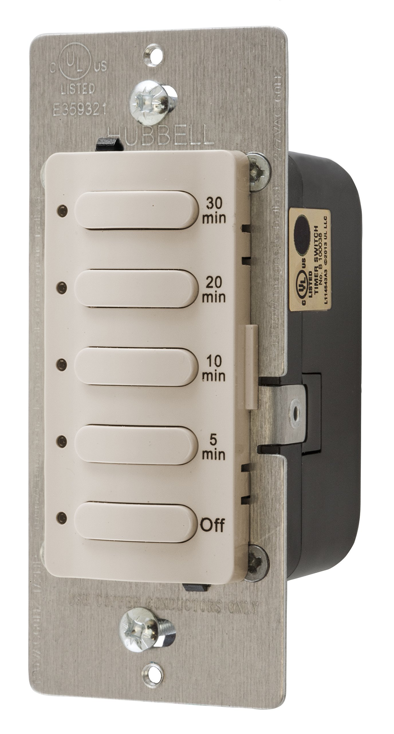 Bryant Electric DT5030LA 30-Minute Digital Timer with Preset 5/10/20/30 Minute Settings, LED Indicator & Push Button Switch - Light Almond Finish | Perfect for Home Automation, Lighting Control & Energy Savings