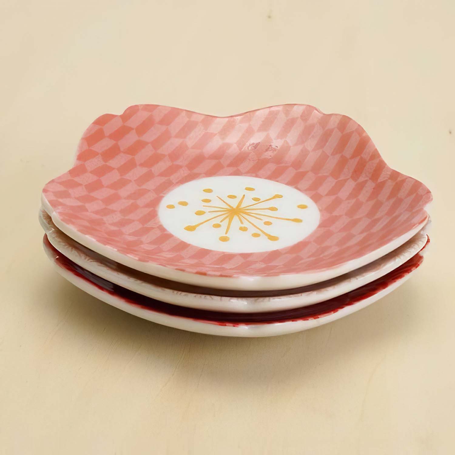 Harekutani Porcelain Sakura Plate Set - 3 Piece Japanese Cherry Blossom Dinner Plates for Home, Restaurant & Special Occasions