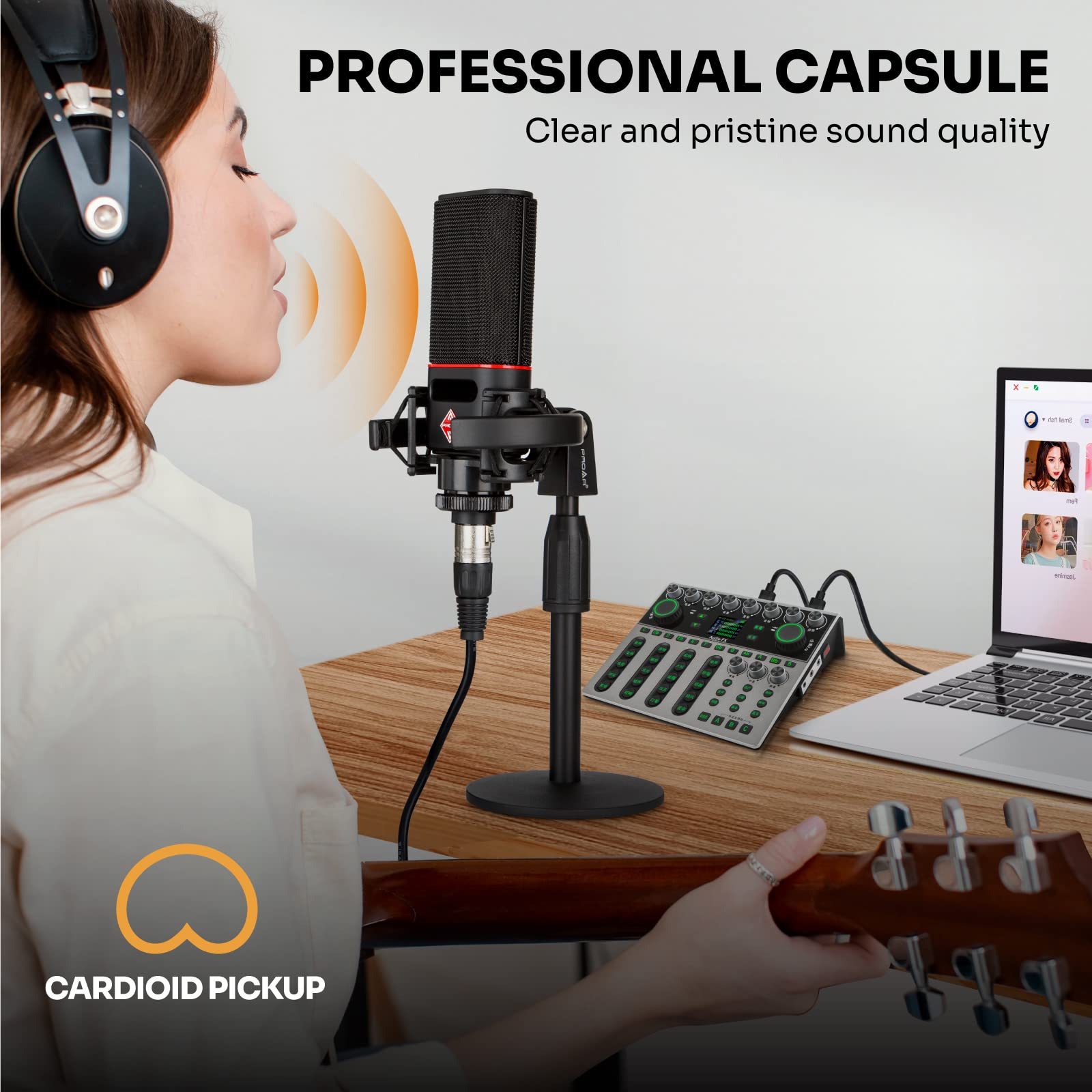 Professional XLR Cardioid Condenser Microphone with 25mm Large Diaphragm - Studio Quality Recording for Podcasting, Streaming, Gaming, ASMR, Voice Over & Vocals - Perfect for Home Studios, Content Creators & Professional Recording