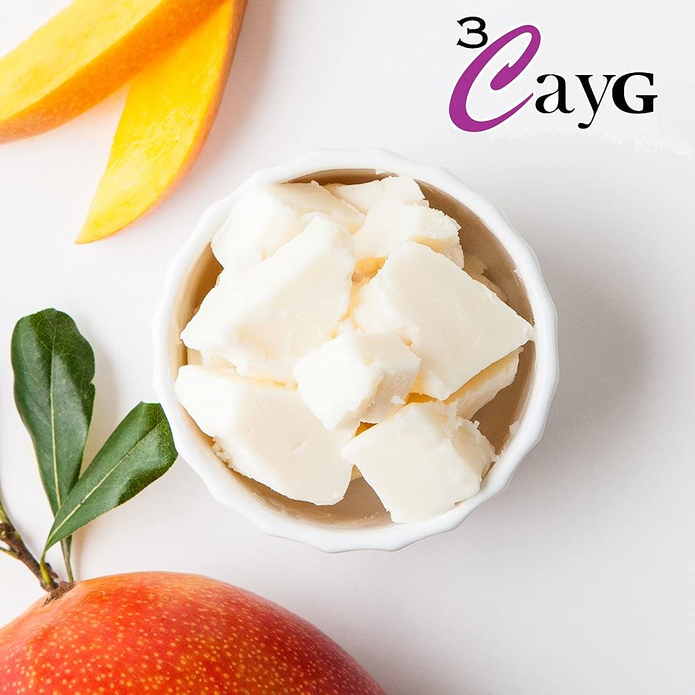 3CayG 1lb Mango Butter & 1lb Shea Butter Bundle - Natural DIY Skincare for Body Butters, Lotions, Lip Balms & Hair Care - Moisturizing & Nourishing for Dry Skin