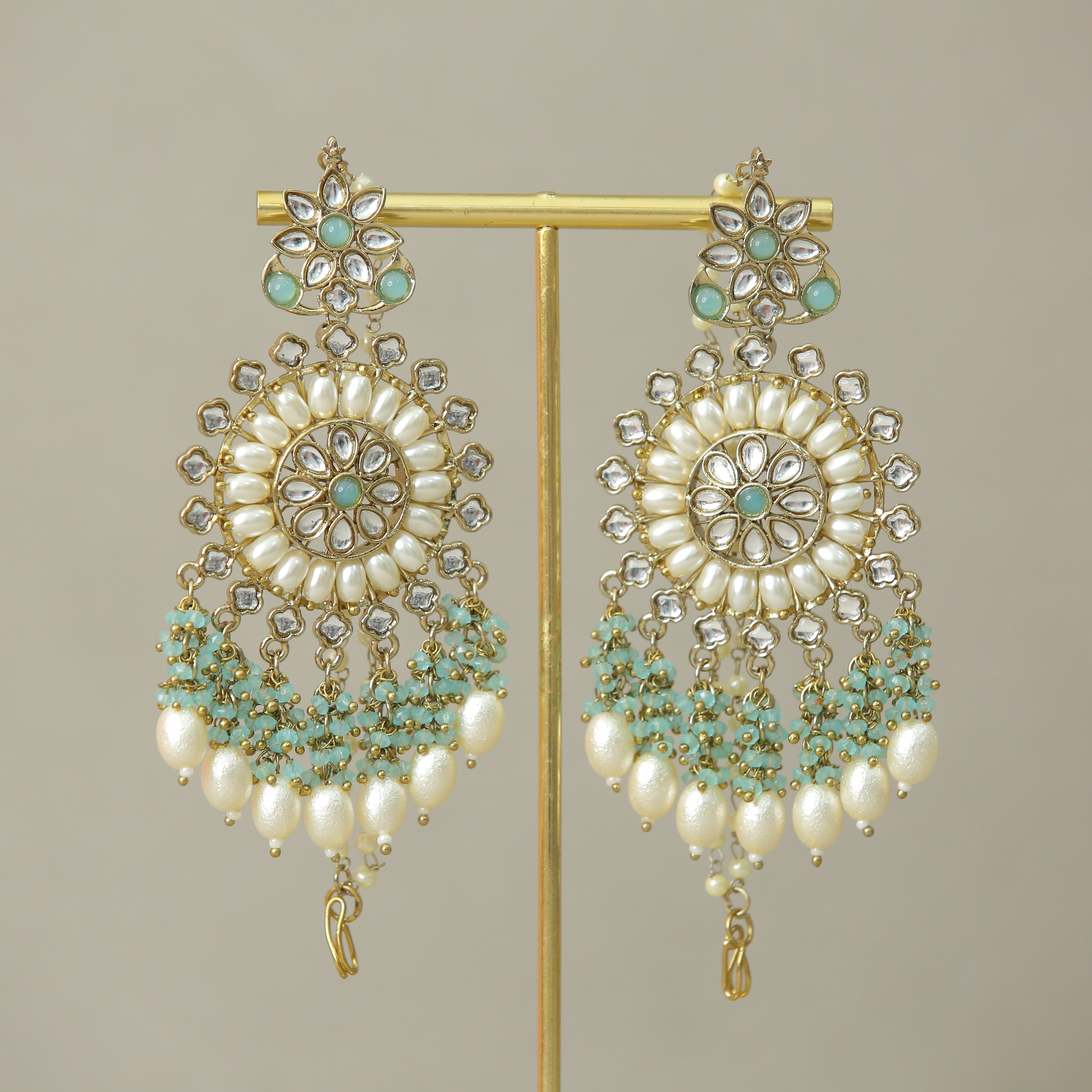 Ahana Kundan Earrings for Women - Indian Traditional Jewelry - Handmade Bridal Earrings for Weddings, Parties & Festivals