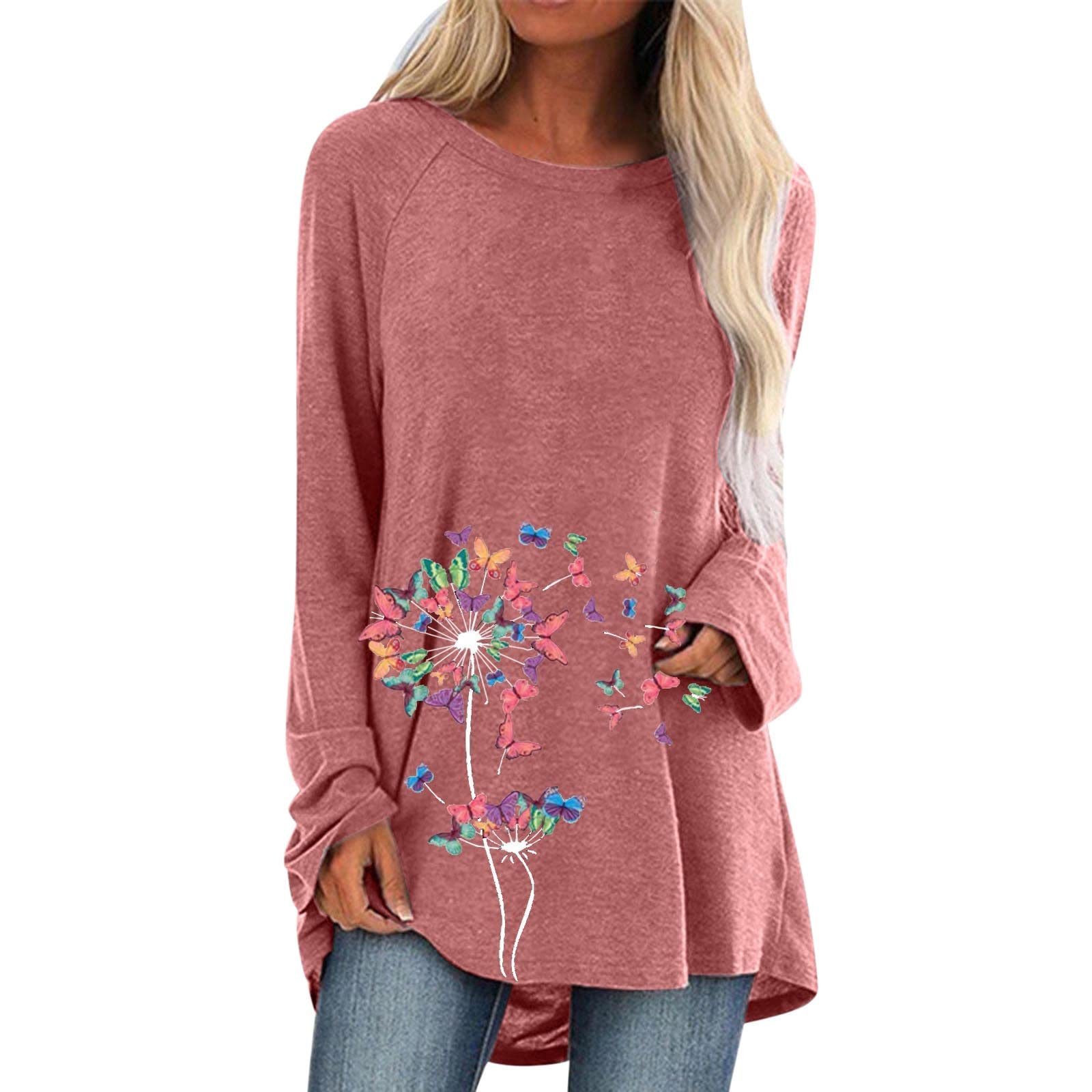Women's Casual Deep V-Neck Long Sleeve Ribbed Slim Fit Solid Tunic Top - Basic Tee for Everyday Wear, Office, and Date Night Outfits