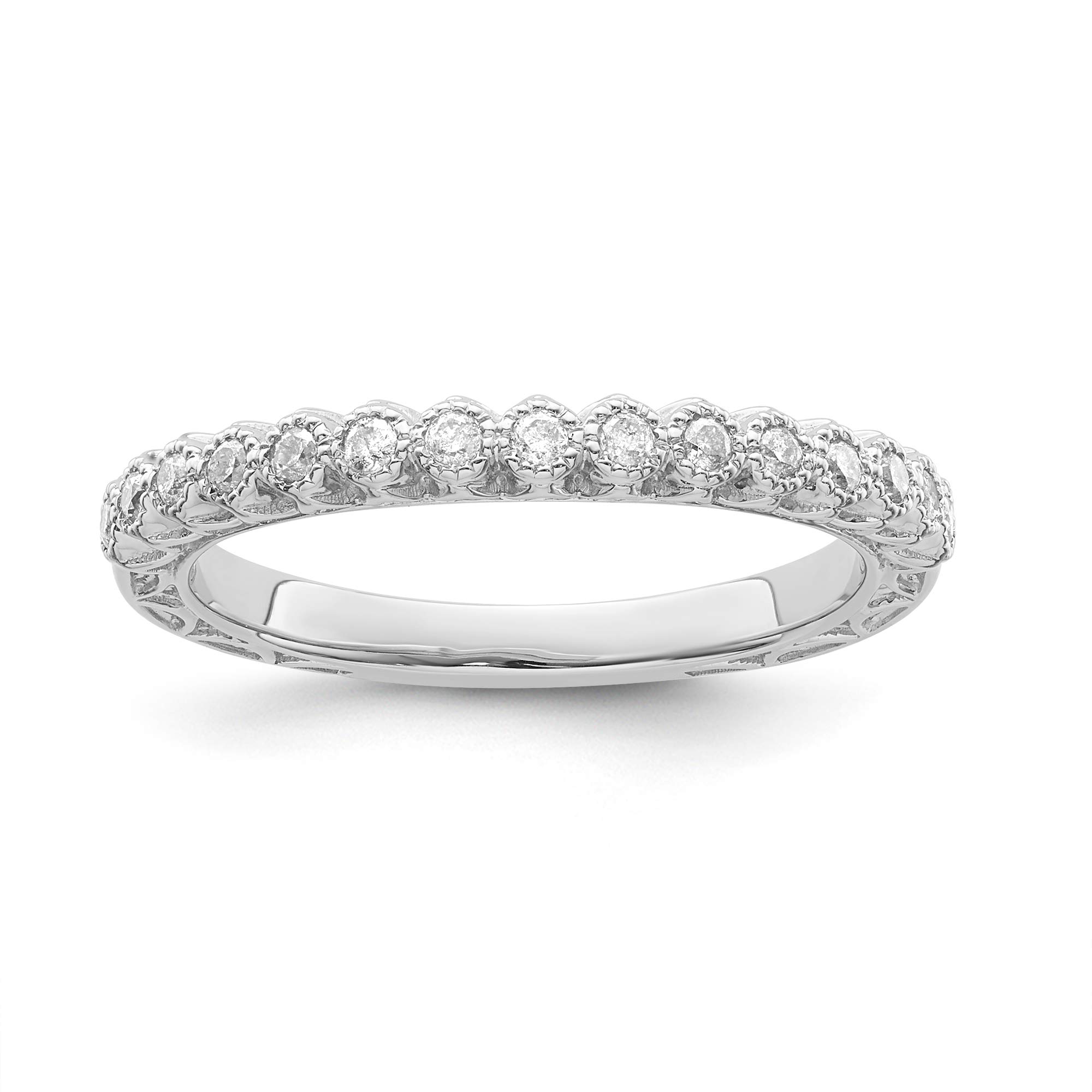 10K White Gold Diamond Band Ring for Women - 1/5 cttw I-J Color I2-I3 Clarity - Elegant Wedding, Engagement & Anniversary Jewelry Gift