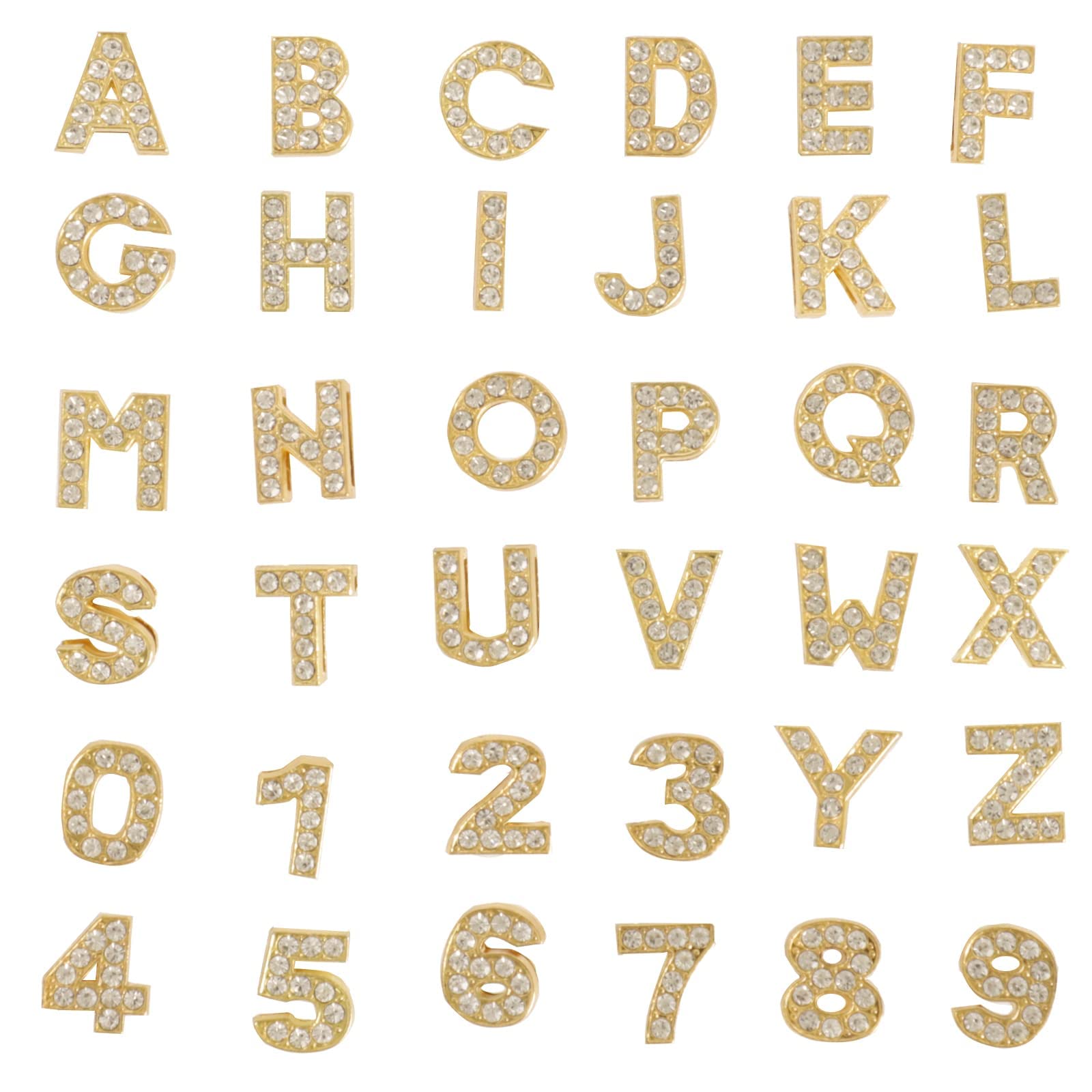36-Piece Gold Alphabet Letter Charms A-Z for Crocs - Crystal Diamond Decorations for Clog Sandals | Perfect for Women, Men, Girls & Boys | Birthday Party Gifts & Everyday Fashion Accessories