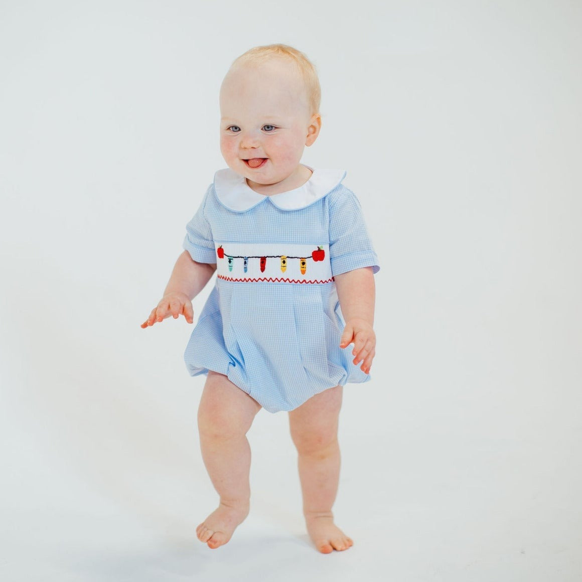 Color Me Smocked Boy Bubble Romper - Soft Cotton Baby Jumpsuit for Boys, Perfect for Playdates, Parties & Photo Shoots