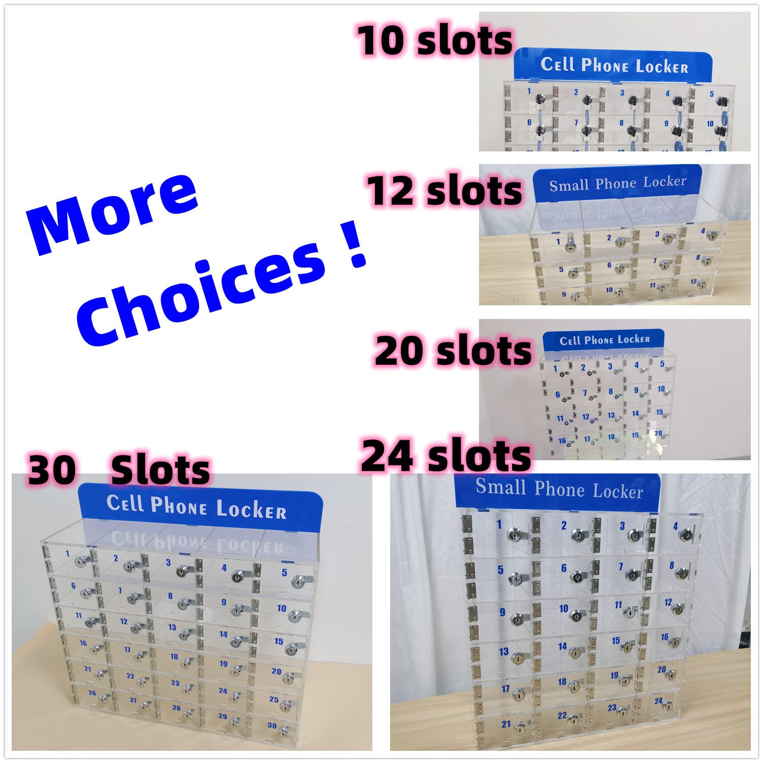 12-Grid Clear Cell Phone Holder & Desktop Organizer - Wall Mounted or Desktop Key Holder for Classroom, Office, School - Perfect for Phone Storage, Key Organization, and Workspace Decluttering