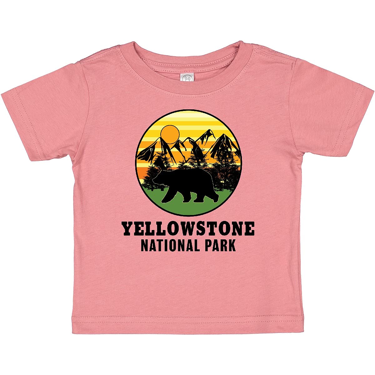 Yellowstone National Park Bear Mountains Trees Baby T-Shirt - Cute Graphic Tee for Infants & Toddlers - Perfect for Family Trips, National Park Visits & Outdoor Adventures