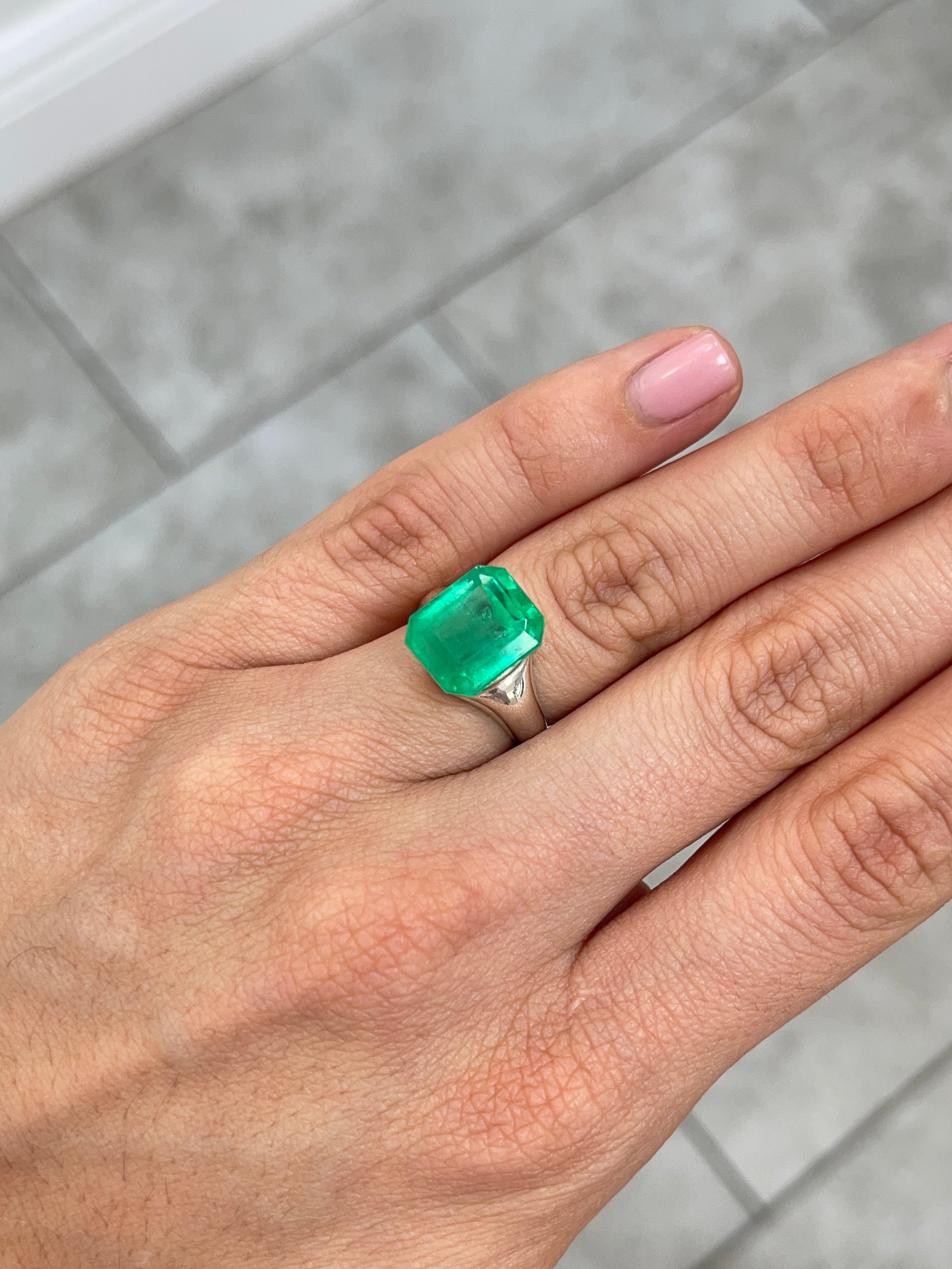 8.98 Carat 13x11mm Vivid Green Loose Colombian Emerald Gemstone - Emerald Cut for Jewelry Making, Engagement Rings & Luxury Gifts