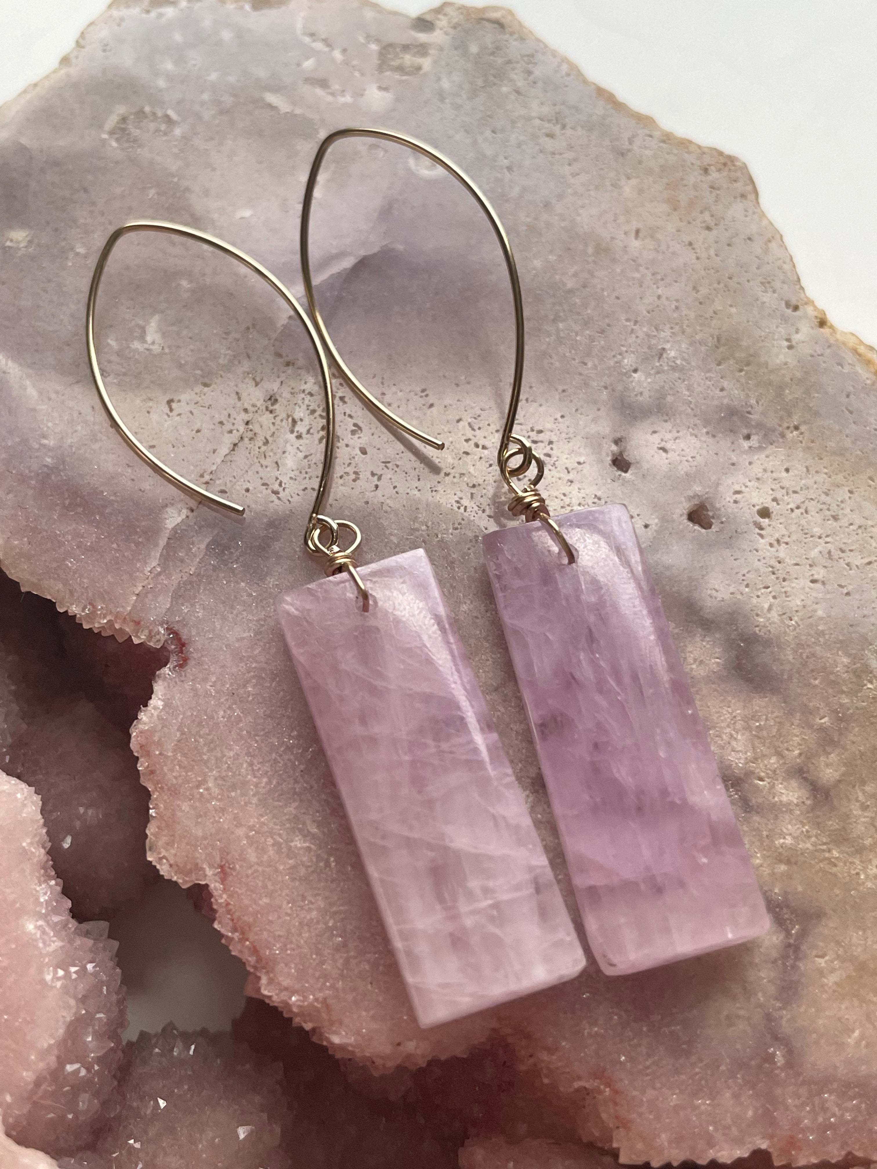 14K Gold Filled Kunzite Statement Earrings for Women - Elegant Dangle Drop Earrings for Wedding, Party & Special Occasions