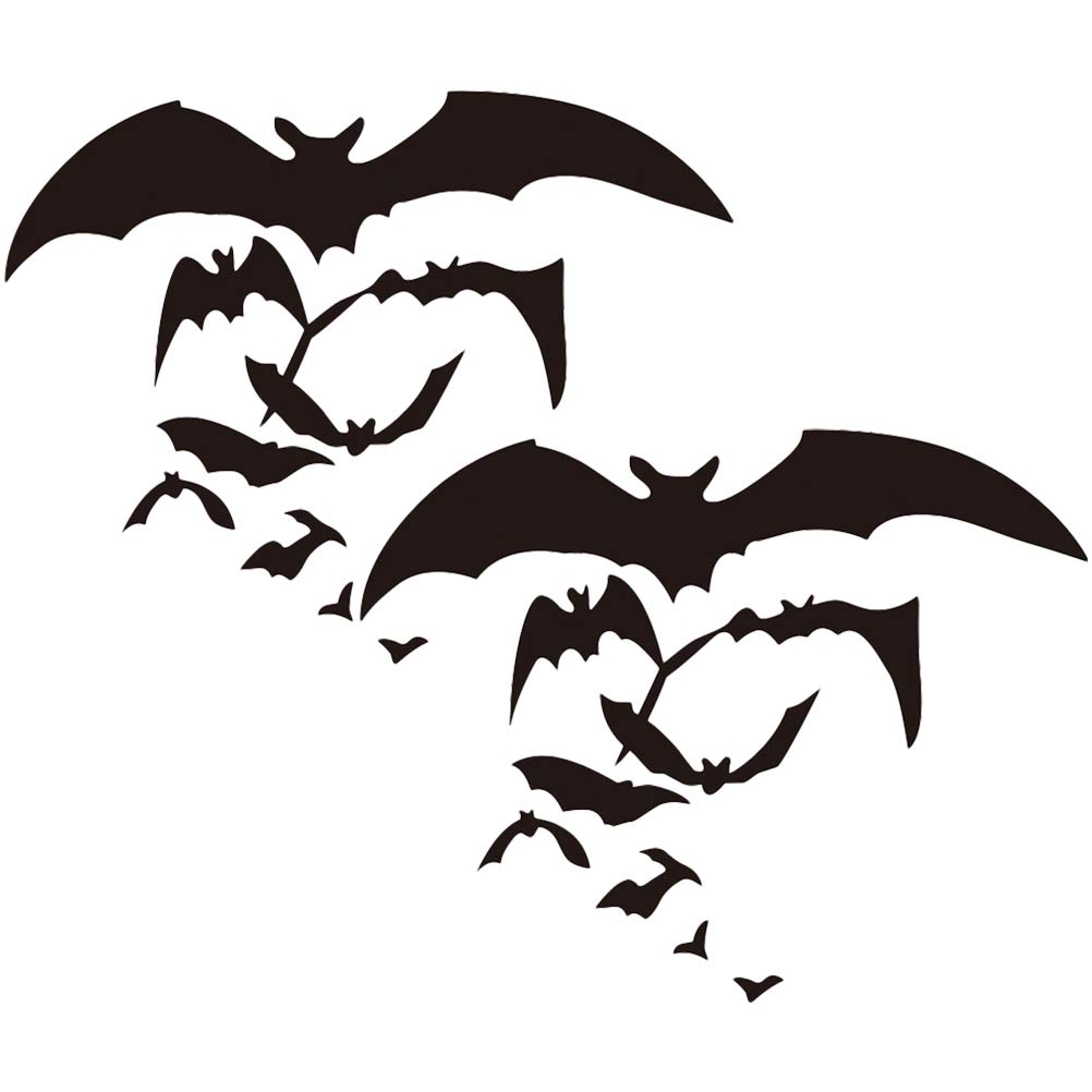 2PCS Halloween PVC Wall Stickers - Self-Adhesive Haunted House Decor for Bar, Window, Living Room & Bedroom - Spooky Party & Home Decoration (Black)