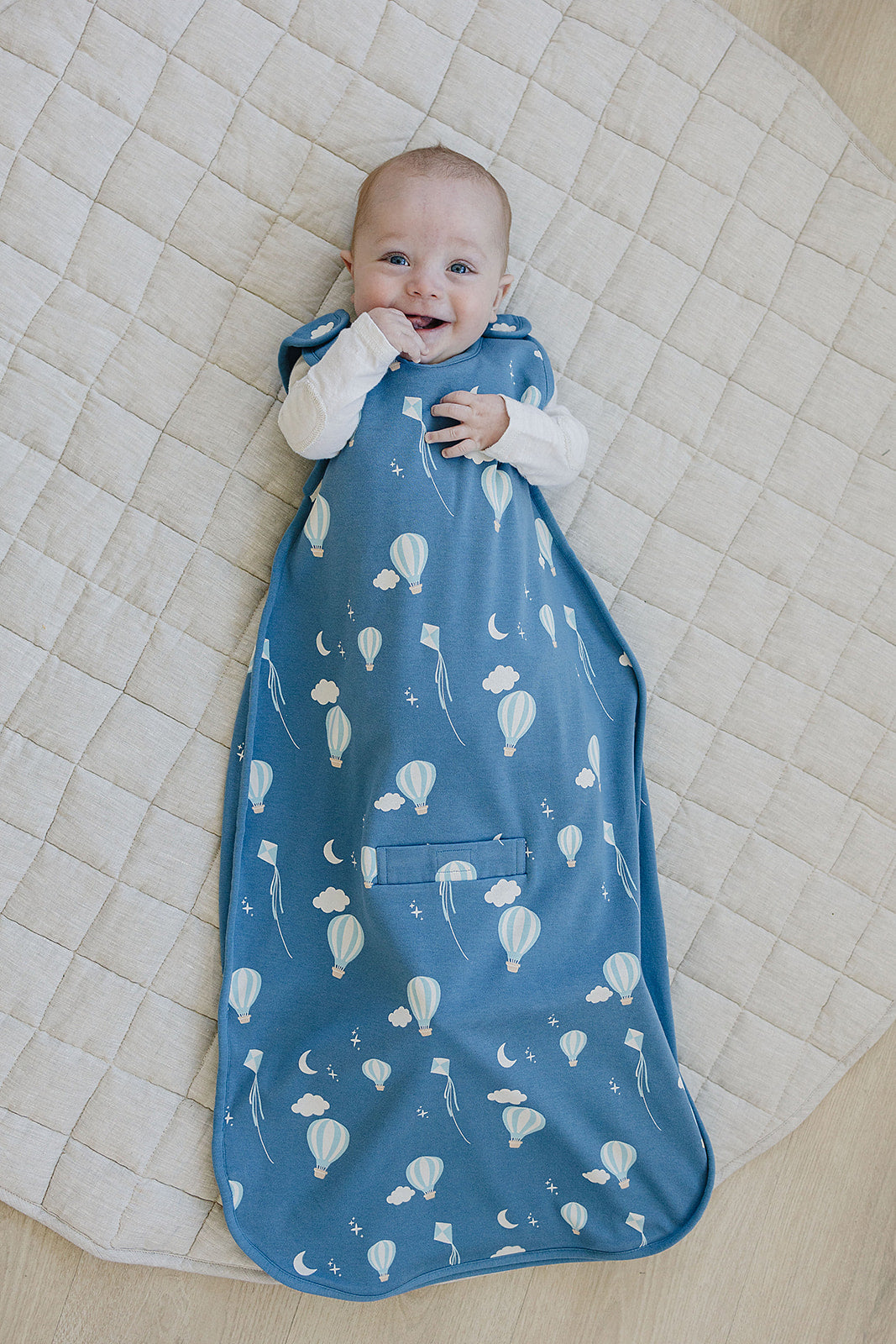 4 Season Baby Sleep Sack - Merino Wool & Organic Cotton for 2 Months to 2 Years - Hot Air Balloon Design - Perfect for Nursery, Daycare & Travel