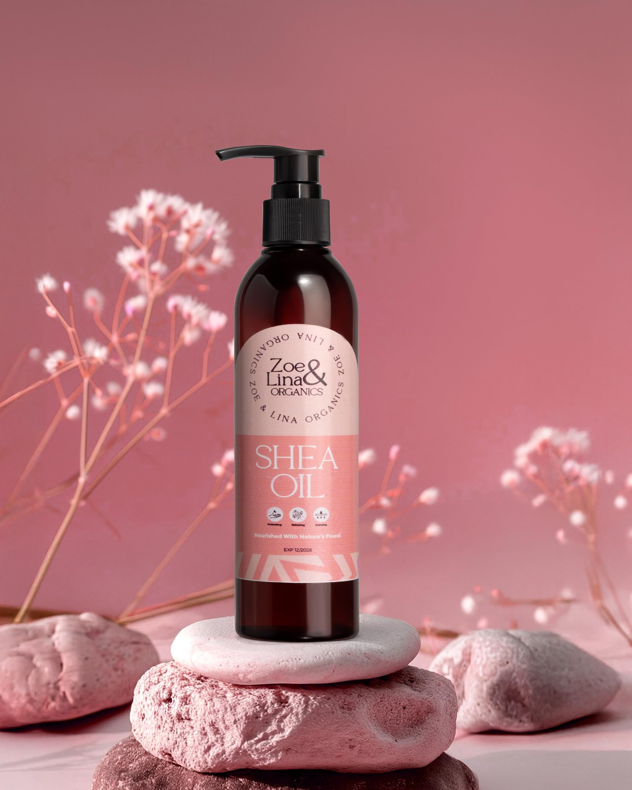 Zoe & Lina Organics 100% Pure Natural Shea Oil - Nourishing Body Oil for Dry Skin, Hair Care & Massage | USDA Certified Organic Unrefined Shea Butter Oil