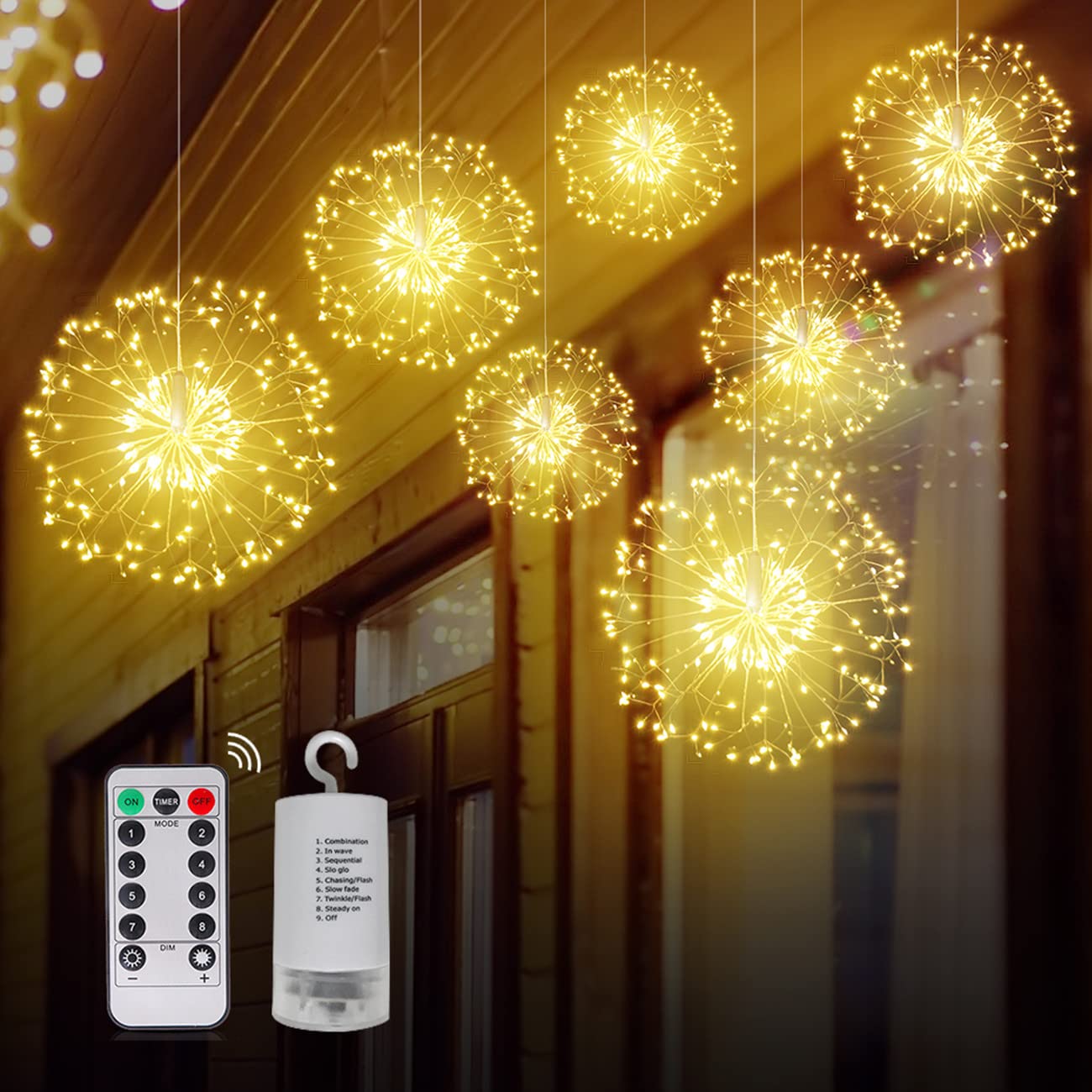 Techip 4PCS 200LED Battery Operated Fairy Lights with Remote & Timer - Waterproof Copper Wire String Lights for Wedding, Christmas, Party, Garden, Patio, Bedroom Decor - Indoor & Outdoor Decorative Lighting for Home, Events and Special Occasions
