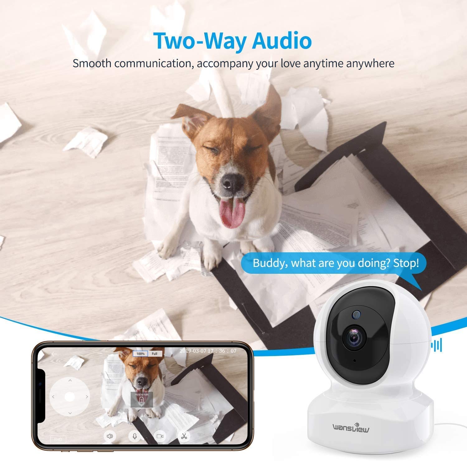 Wansview 2K WiFi IP Baby Monitor Camera - Wireless Indoor Security Camera for Babies, Elderly & Pets with Real-Time Alerts, 2-Way Audio, Night Vision, Pan-Tilt-Zoom, Alexa Compatible - Perfect for Nursery, Home Security & Pet Monitoring (Model Q5)